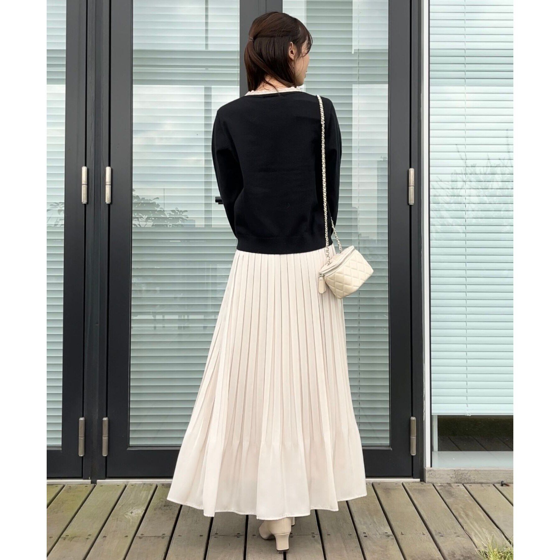 Couture broach「【軽やか・上品なツヤ感】ピーチサテンプリーツスカート」|スカート|