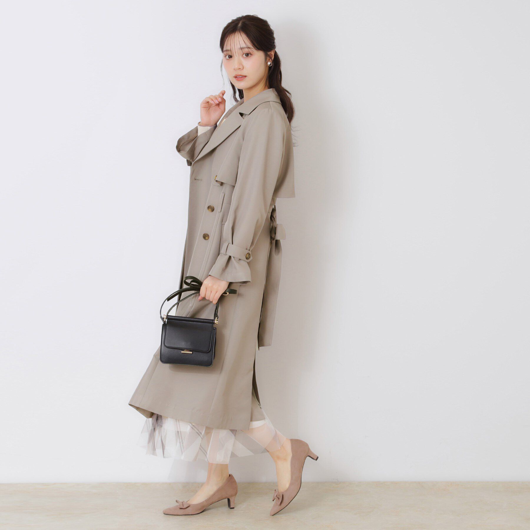 Couture broach「【撥水・通勤・大人可愛い】ロングトレンチ」|トレンチコート|