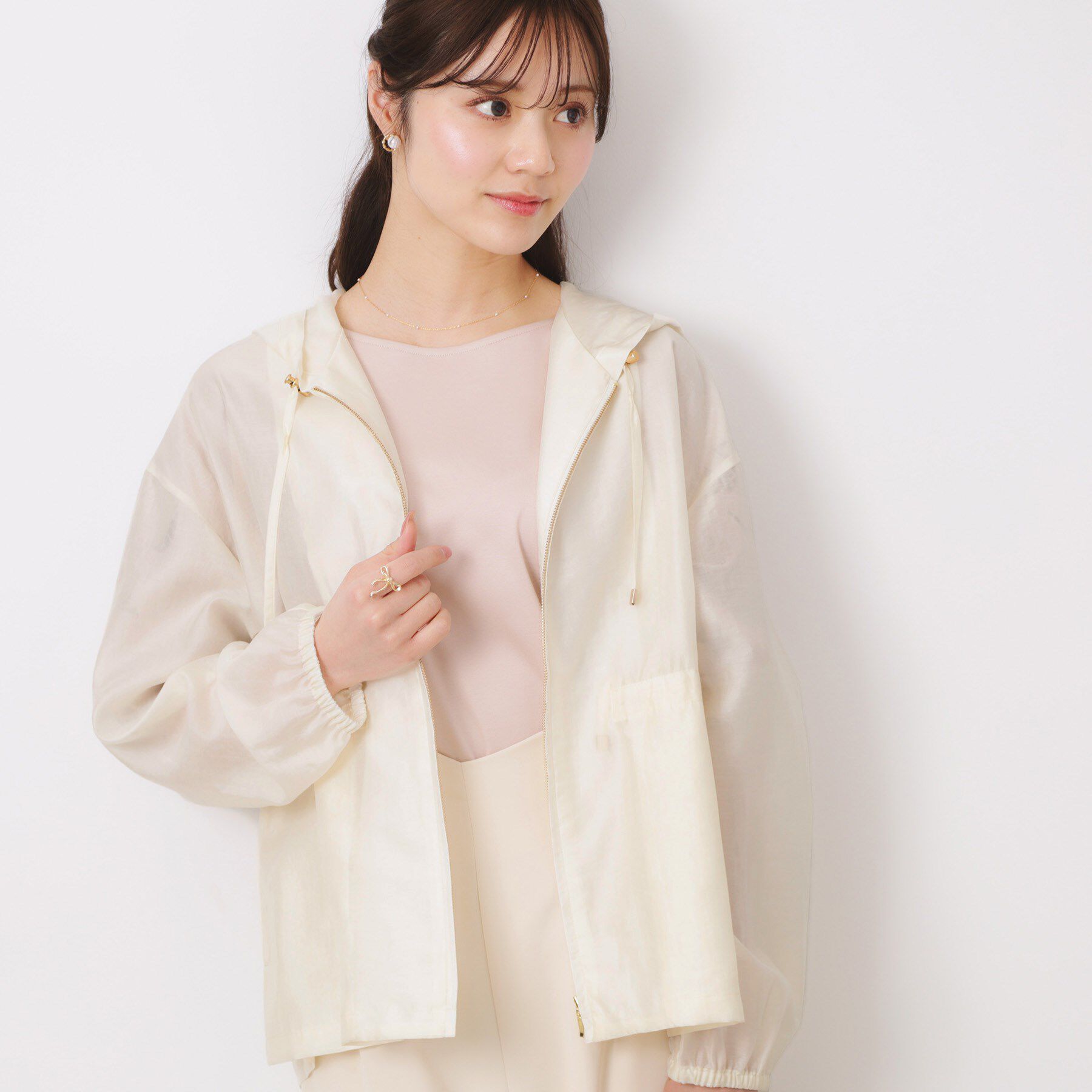 Couture broach「【オシャレな透け感・ペプラム】愛されシアーマンパ」|ブルゾン・スタジャン|