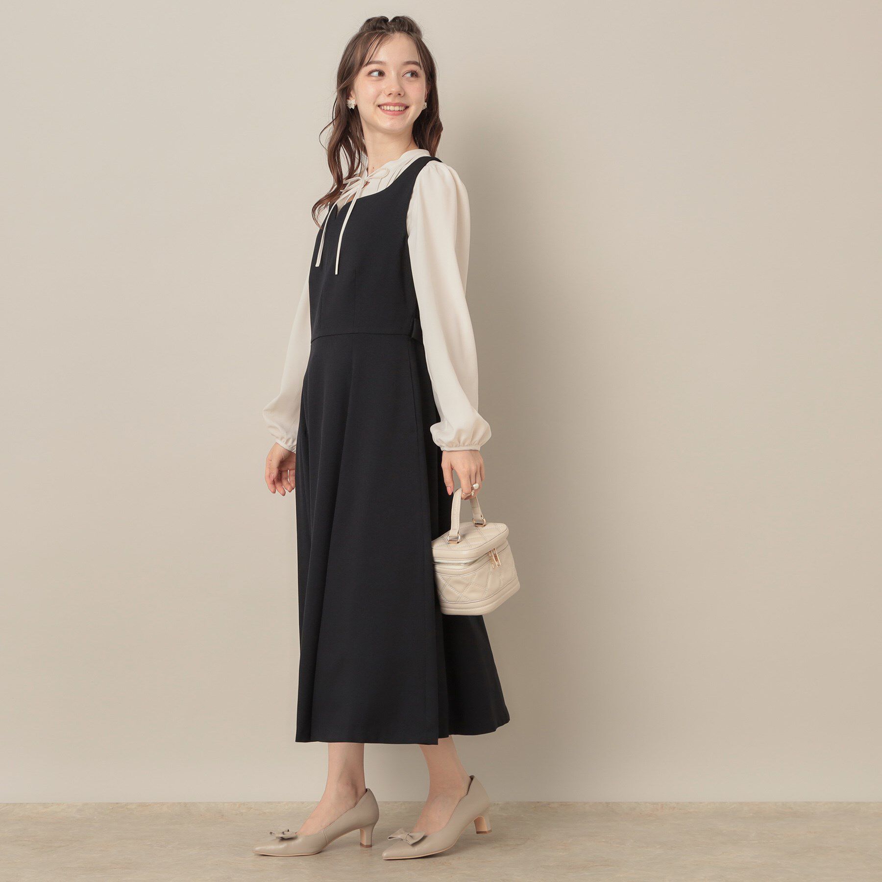 Couture broach「【帯電防止・通勤】ハートネック フレアージャンスカ」|ワンピース|