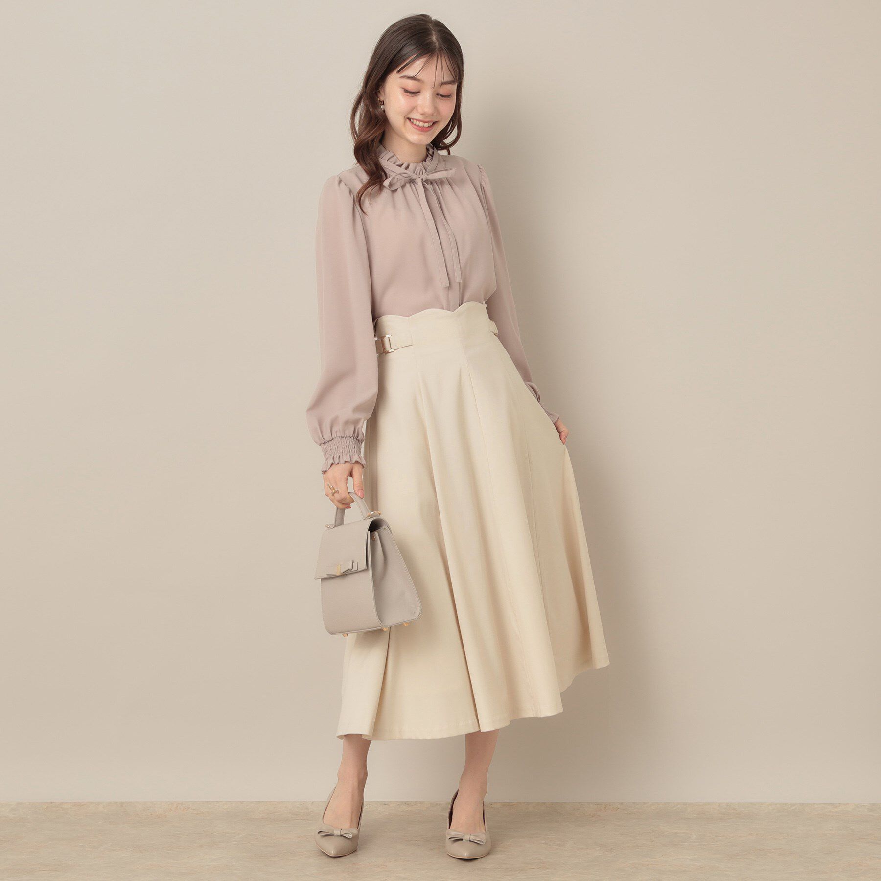 Couture broach「【大人可愛い・通勤】スカラウエスト サイドベルト パネルスカート」|スカート|