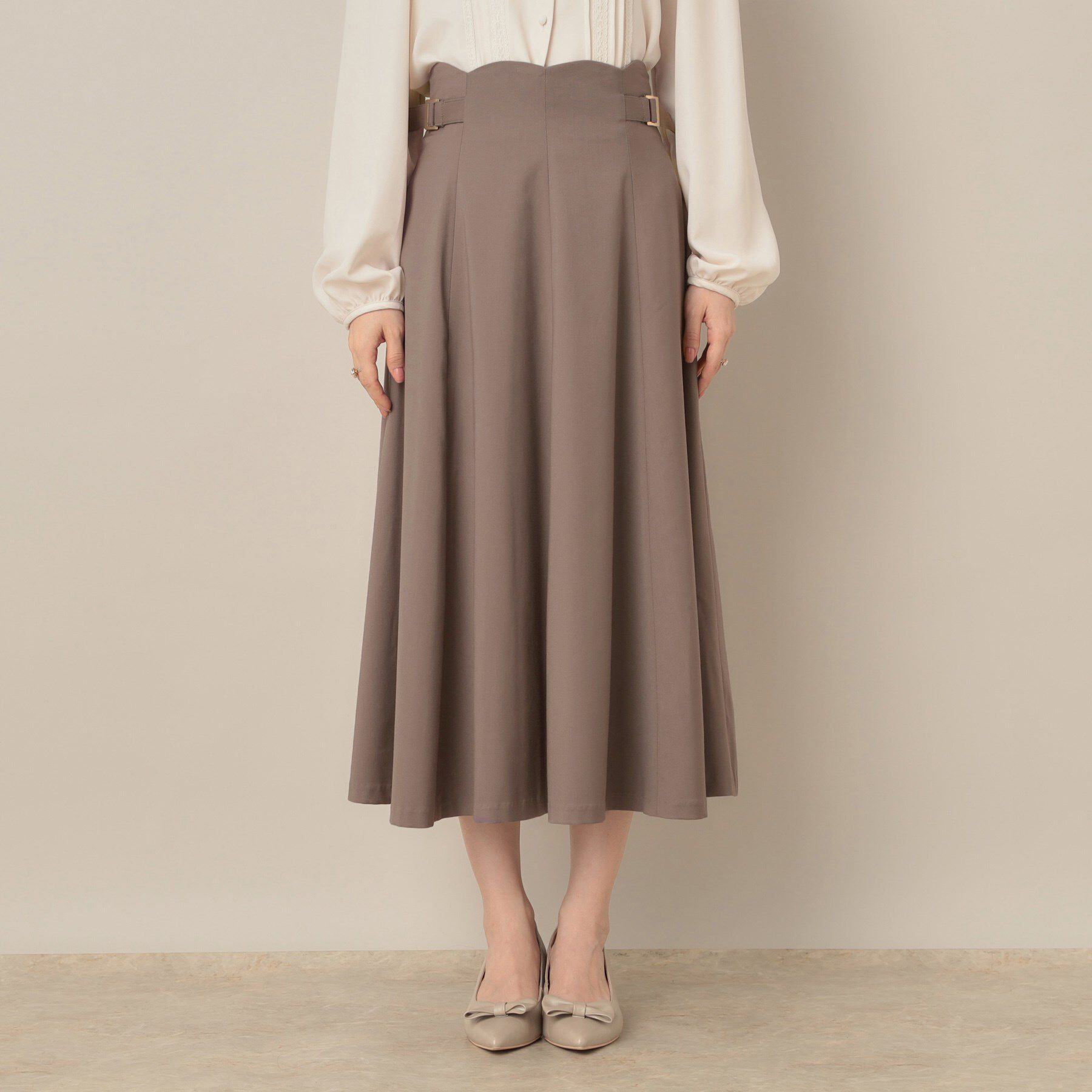 Couture broach「【大人可愛い・通勤】スカラウエスト サイドベルト パネルスカート」|スカート|