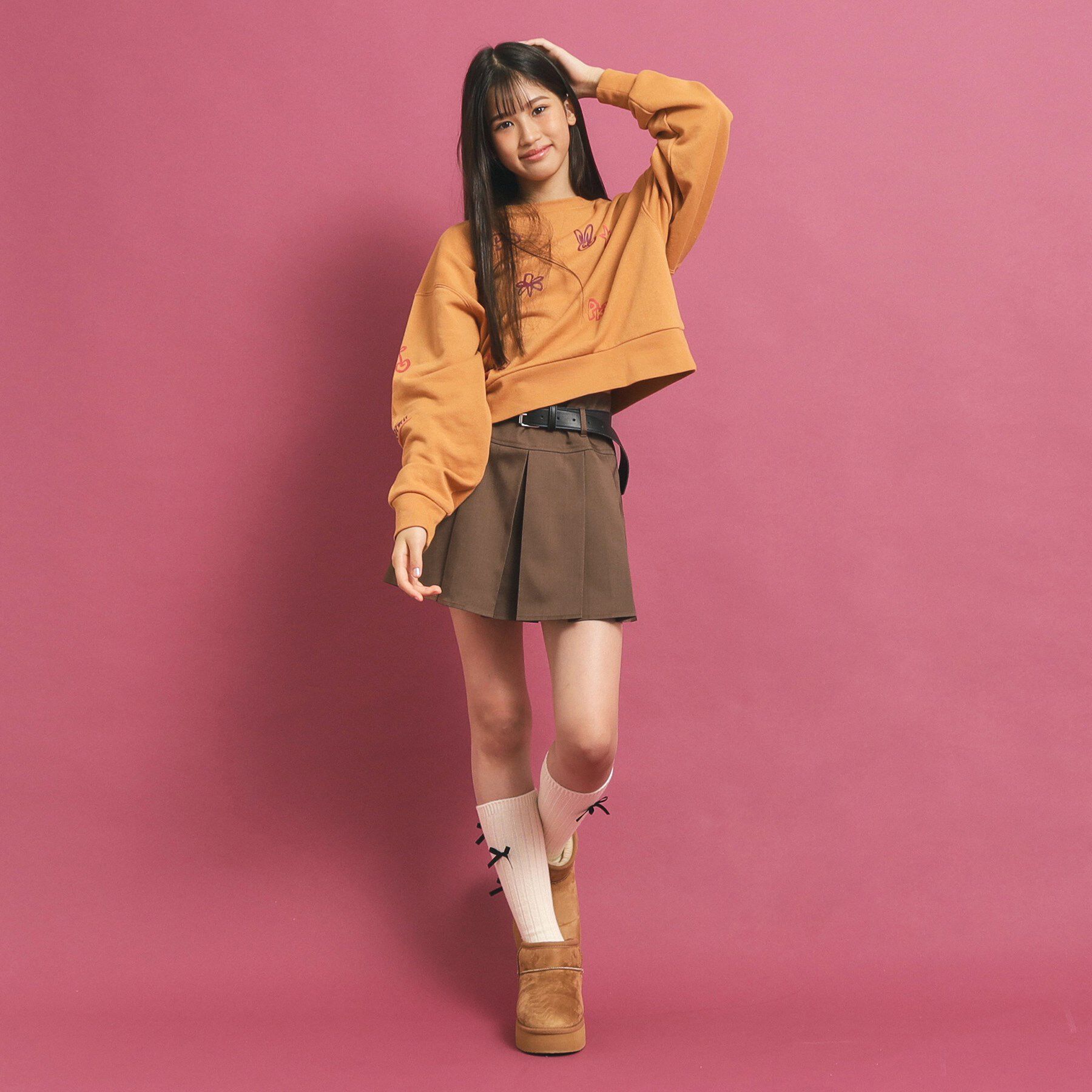 PINK-latte「【カラー追加/オールシーズン対応】ベルト付きプリーツスカート」|スカート|