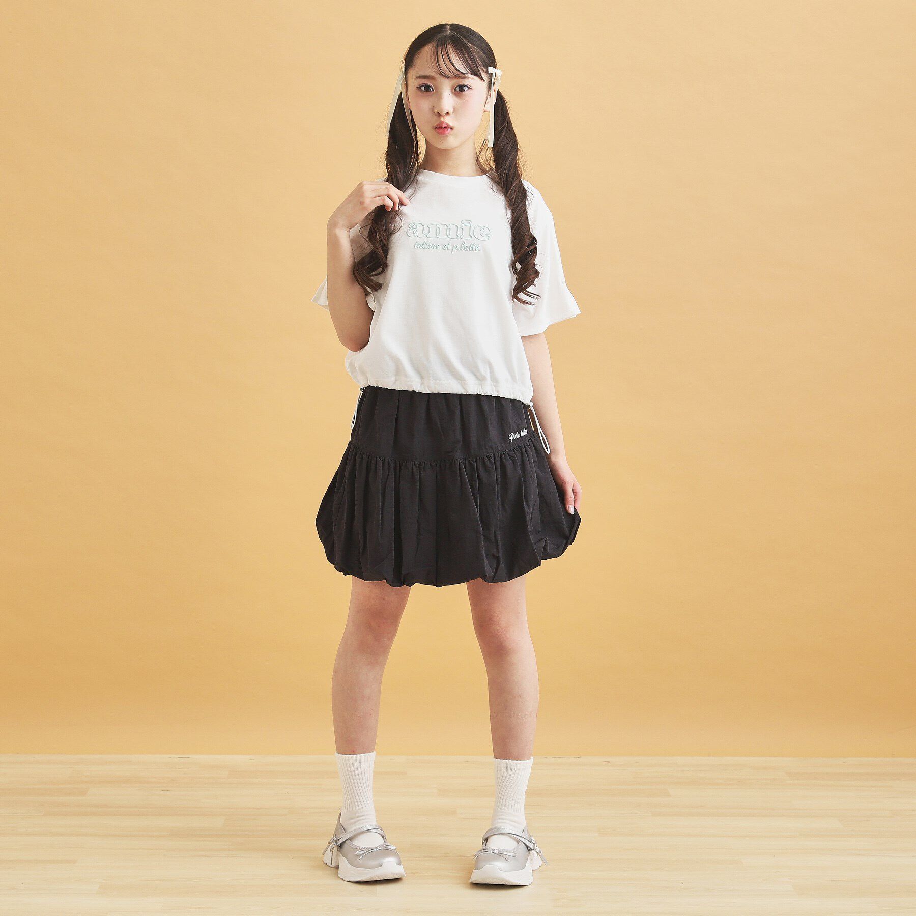 PINK-latte「ドロストリボンタックトップス」|Tシャツ・カットソー|