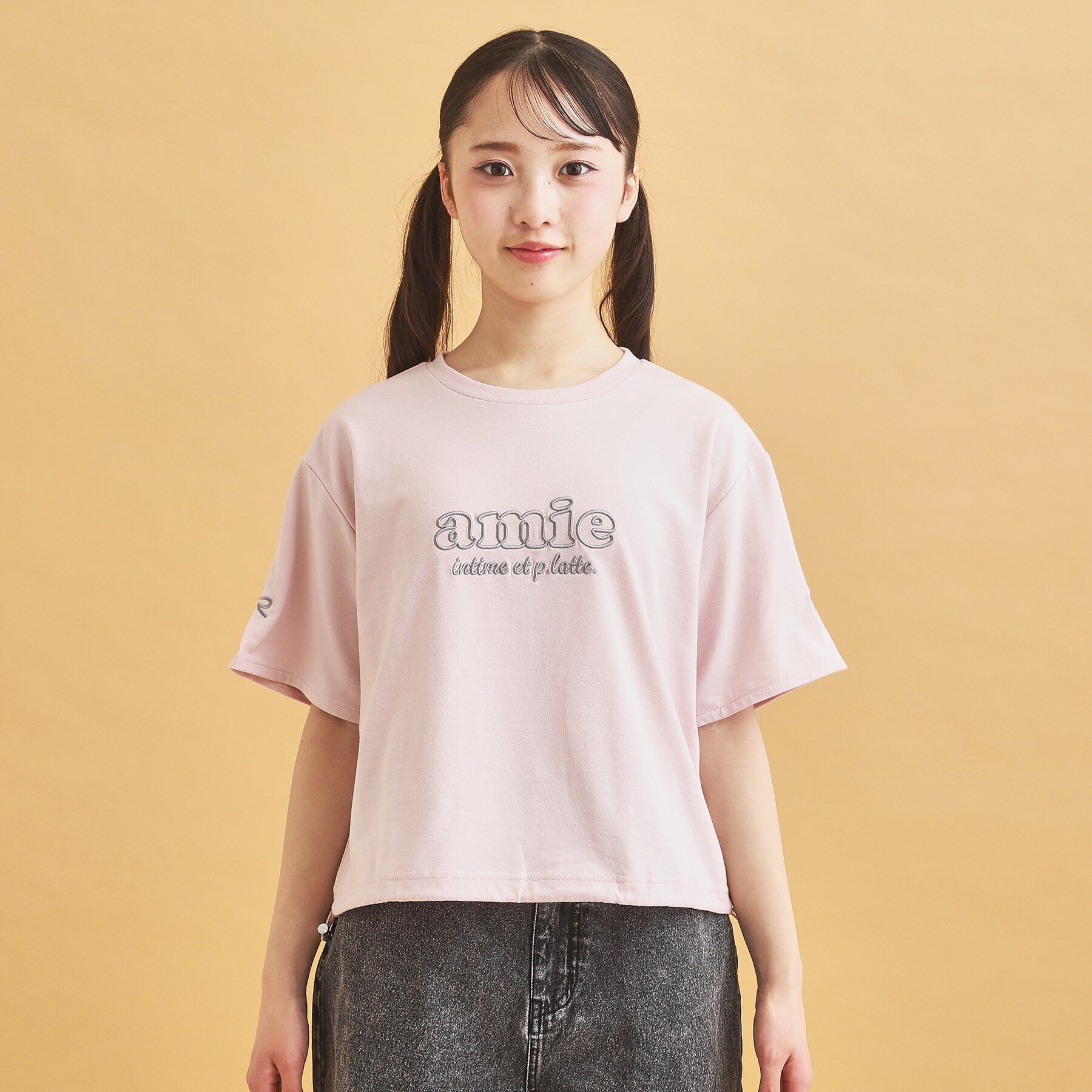 PINK-latte「ドロストリボンタックトップス」|Tシャツ・カットソー|