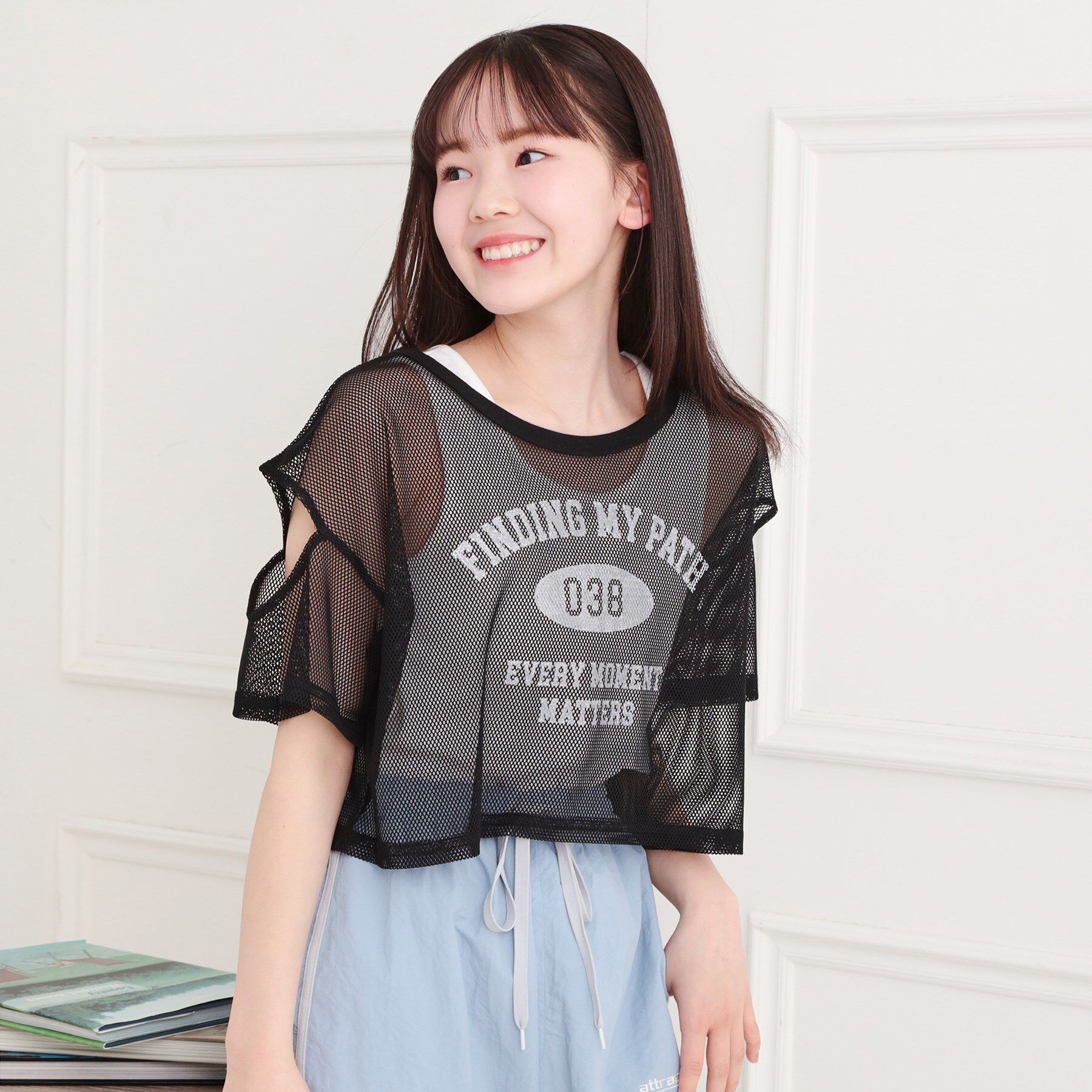 PINK-latte「メッシュTシャツ＋タンクセット」|その他|ブラック(019)