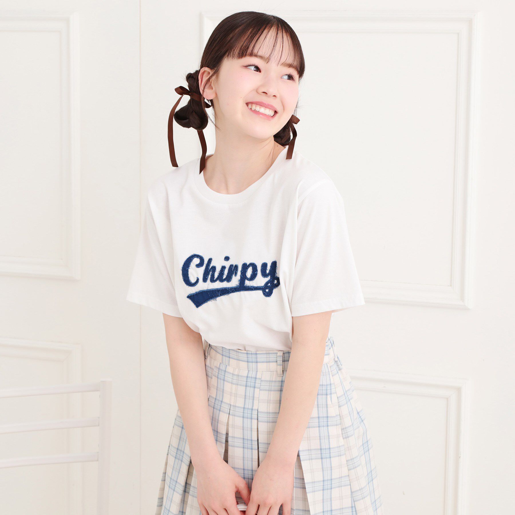 PINK-latte「ツイルアップリケTシャツ」|Tシャツ・カットソー|オフホワイト(003