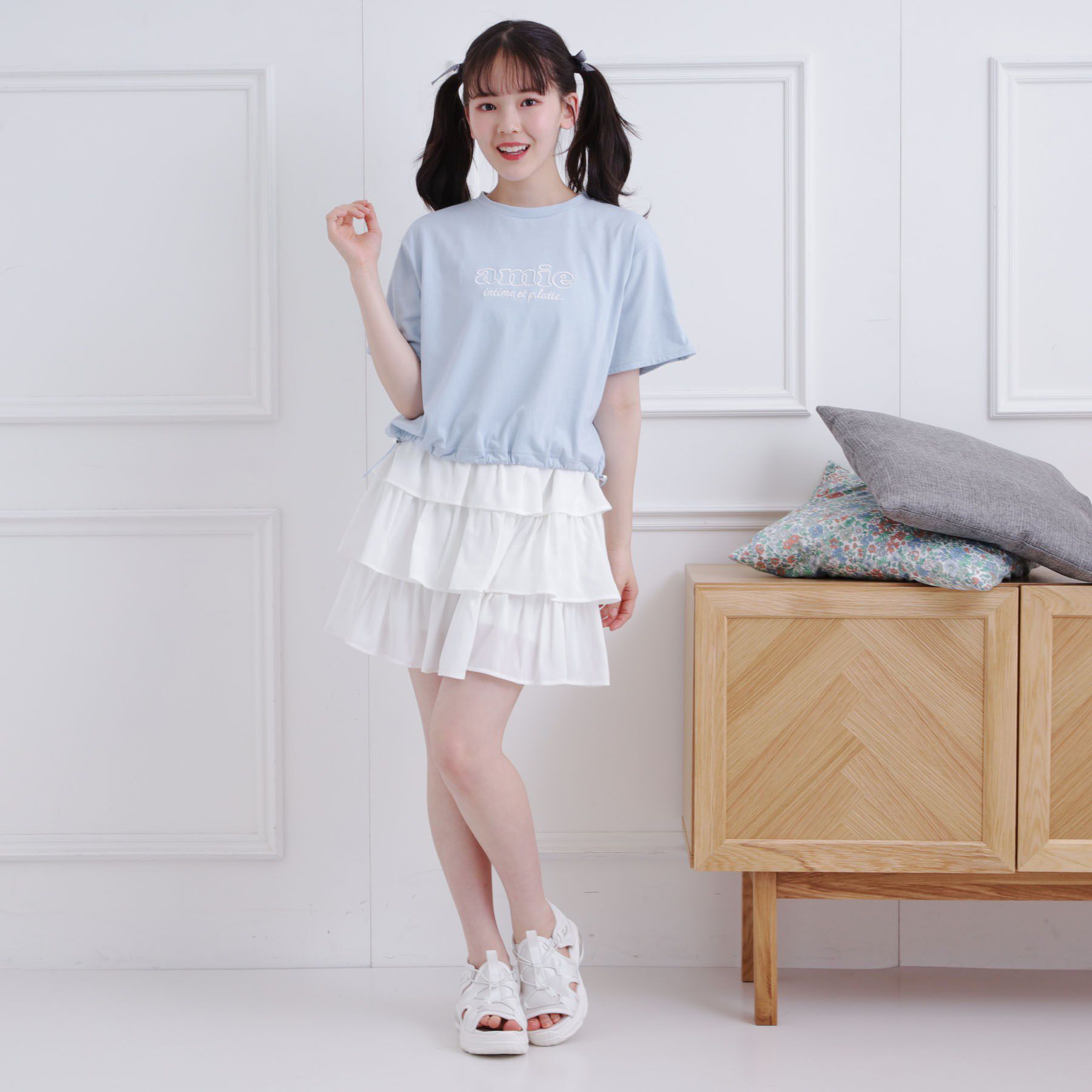 PINK-latte「3段フリルスカート」|スカート|