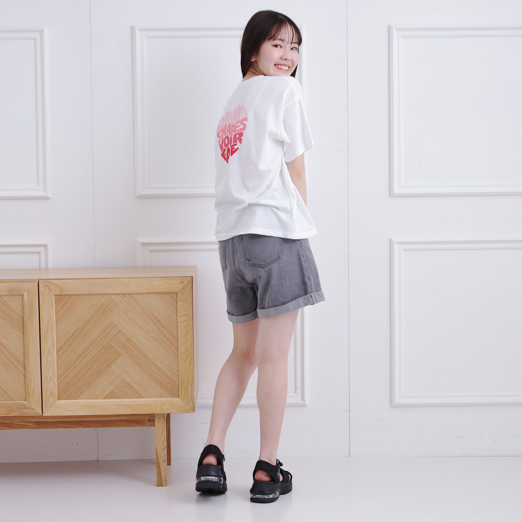 PINK-latte「バックハートロゴTシャツ」|Tシャツ・カットソー|