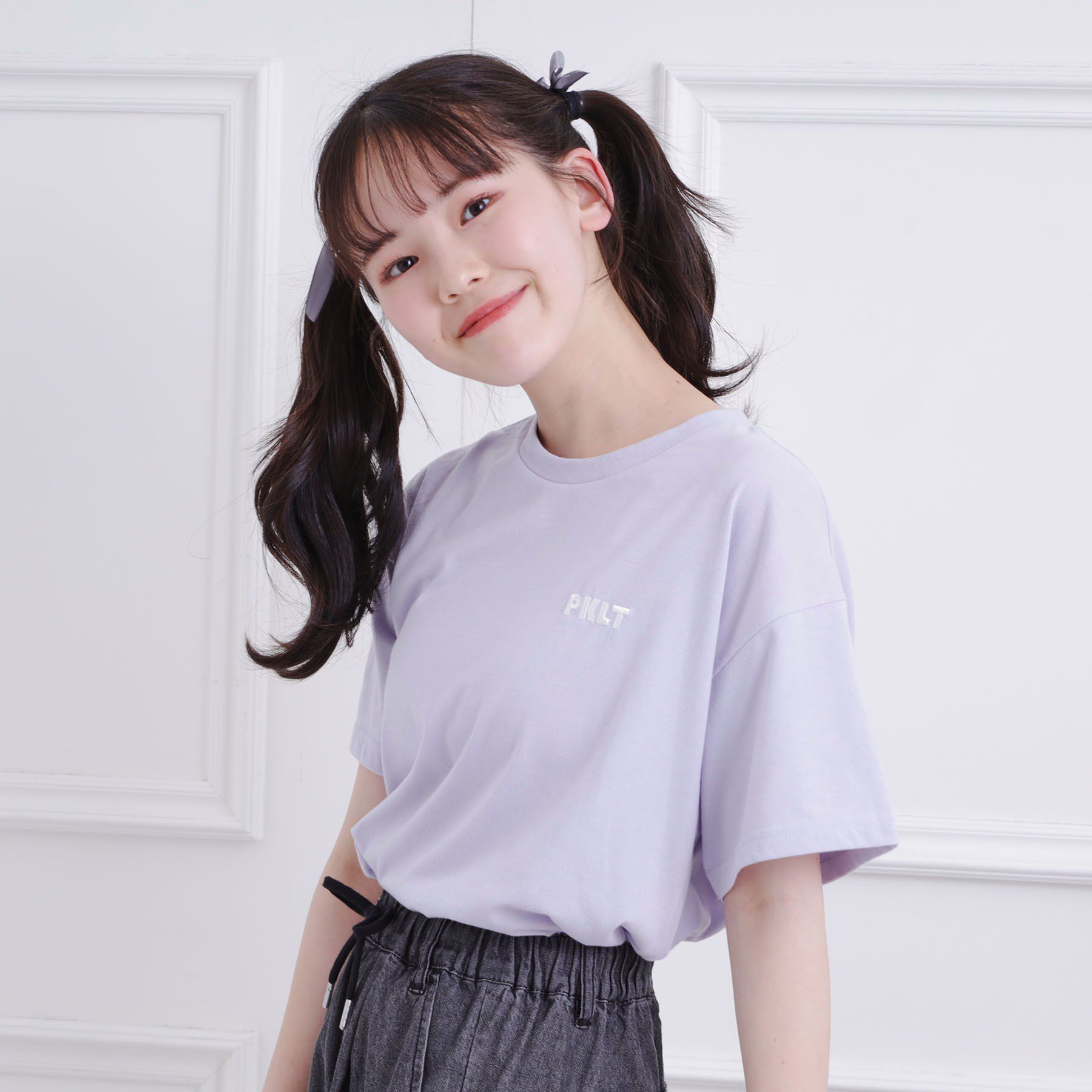 PINK-latte「バックハートロゴTシャツ」|Tシャツ・カットソー|ラベンダー(080)