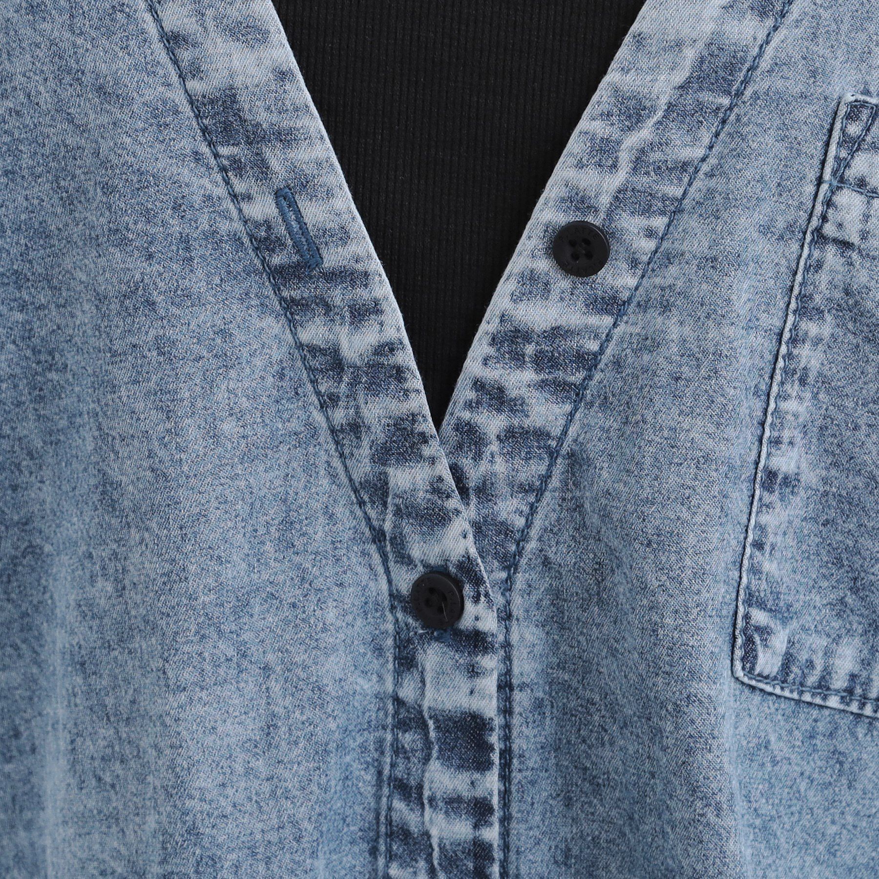 PINK-latte「肩あきデニムドッキングシャツ」|Tシャツ・カットソー|