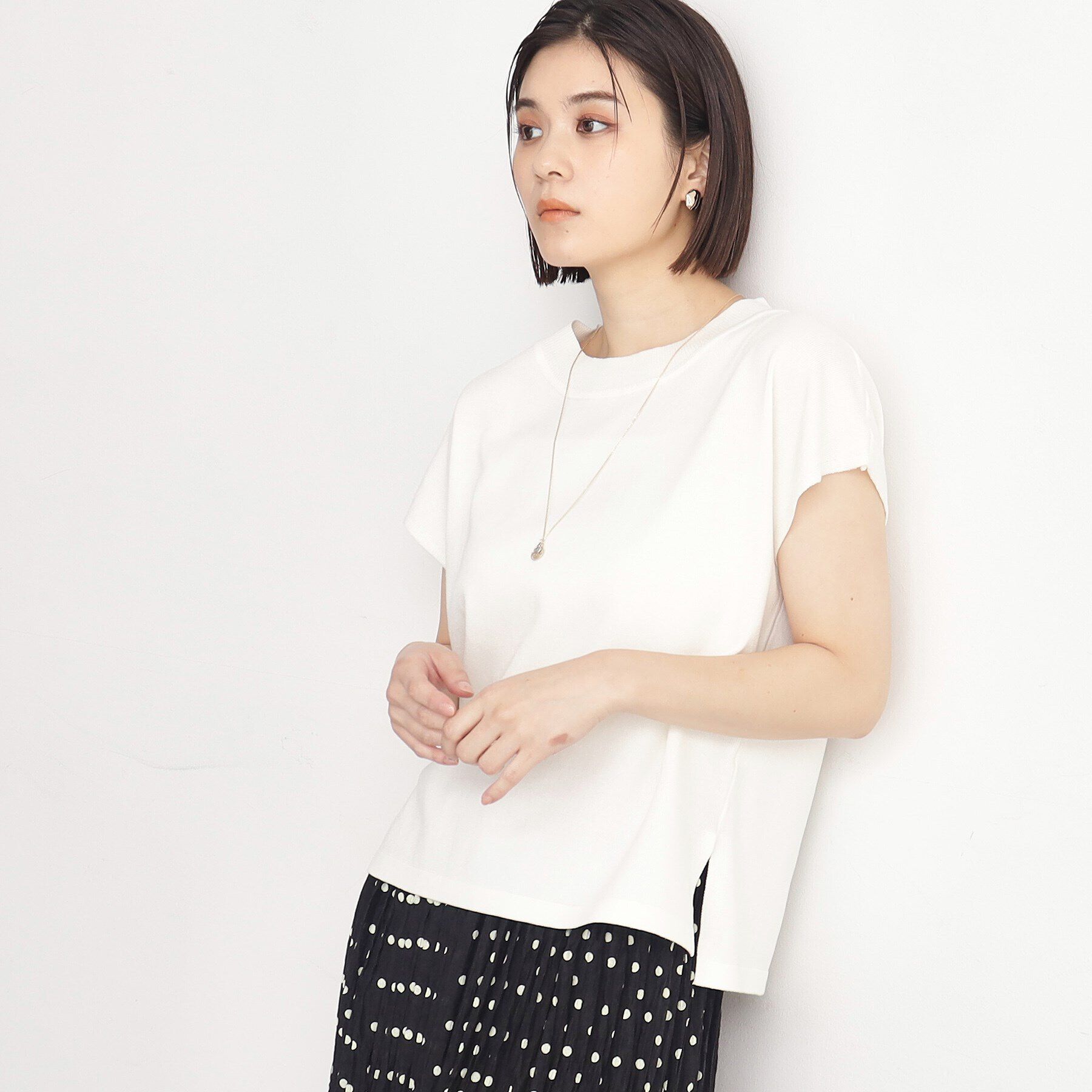 THE SHOP TK「【UVケア/さらりと柔らかい/洗える】フレンチスリーブニットTEE」|ニット・セーター|