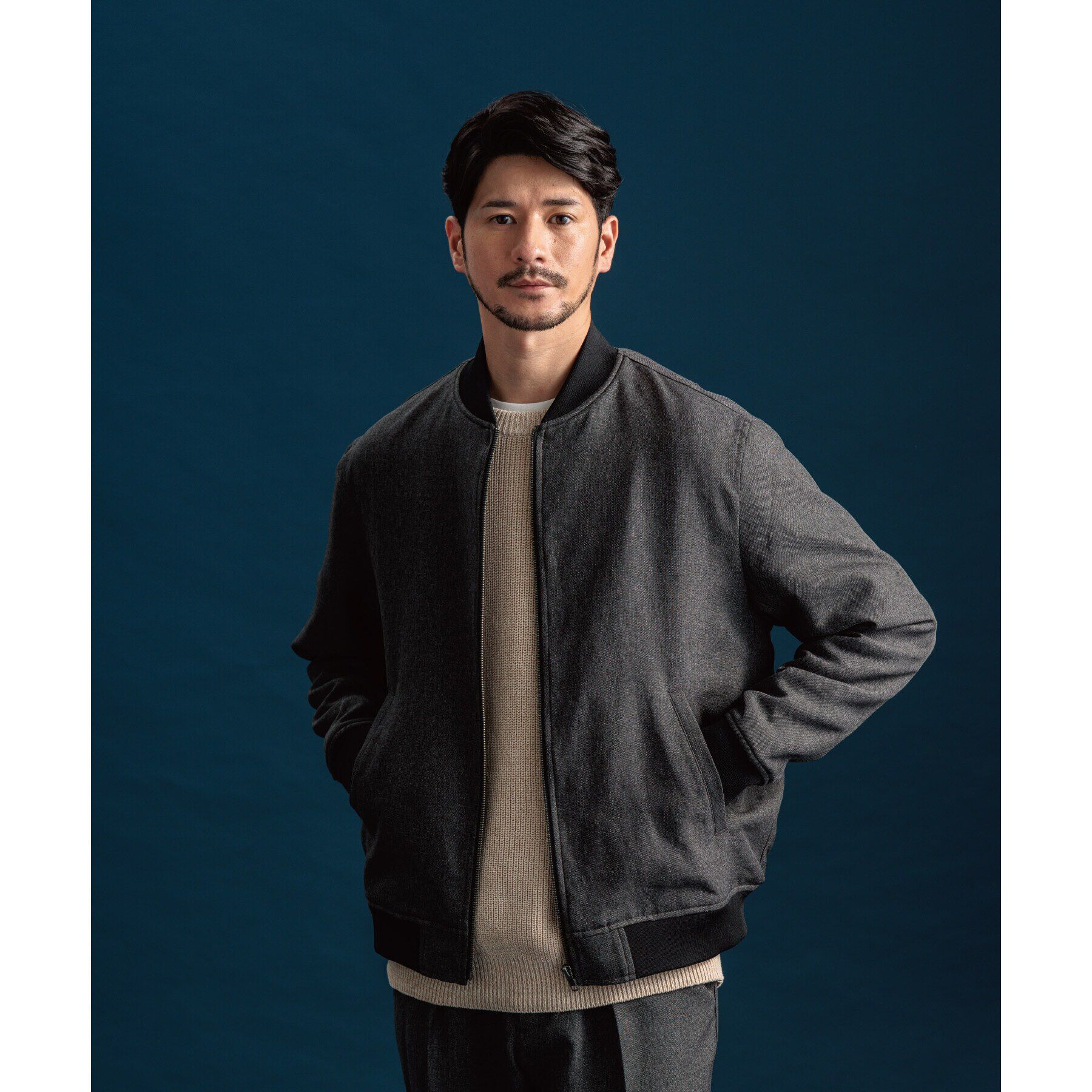 THE SHOP TK「【セットアップ可】シャークスキンリブブルゾン」|ブルゾン・スタジャン|