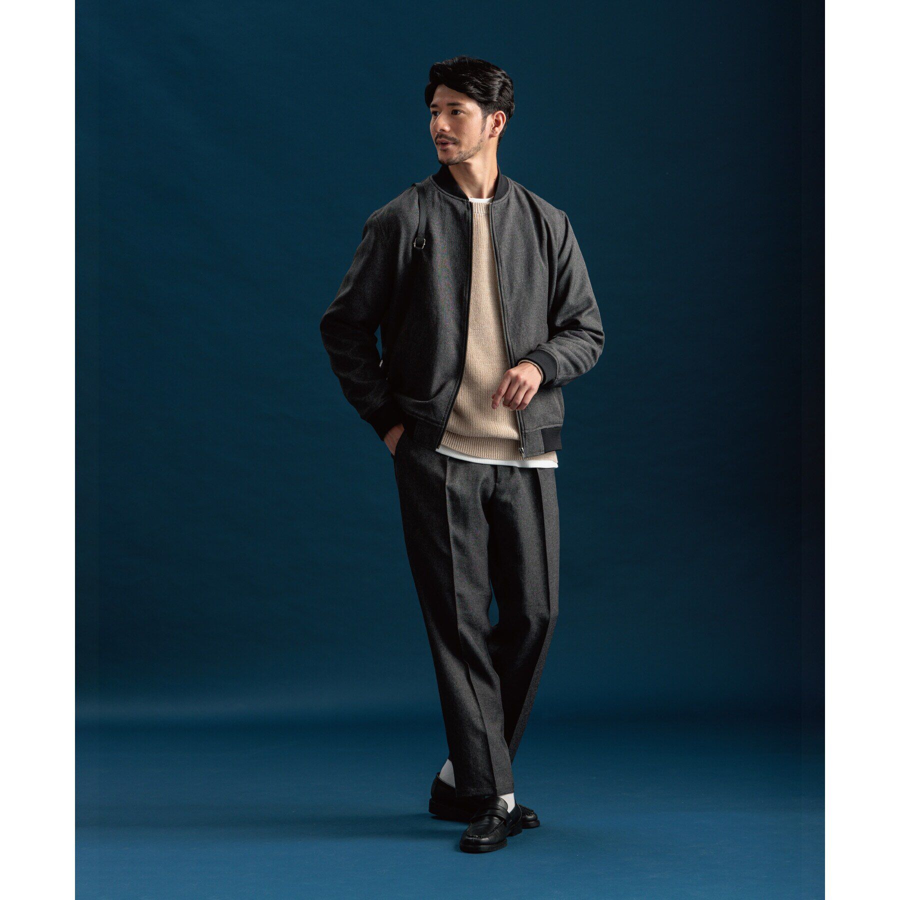 THE SHOP TK「【セットアップ可】シャークスキンリブブルゾン」|ブルゾン・スタジャン|