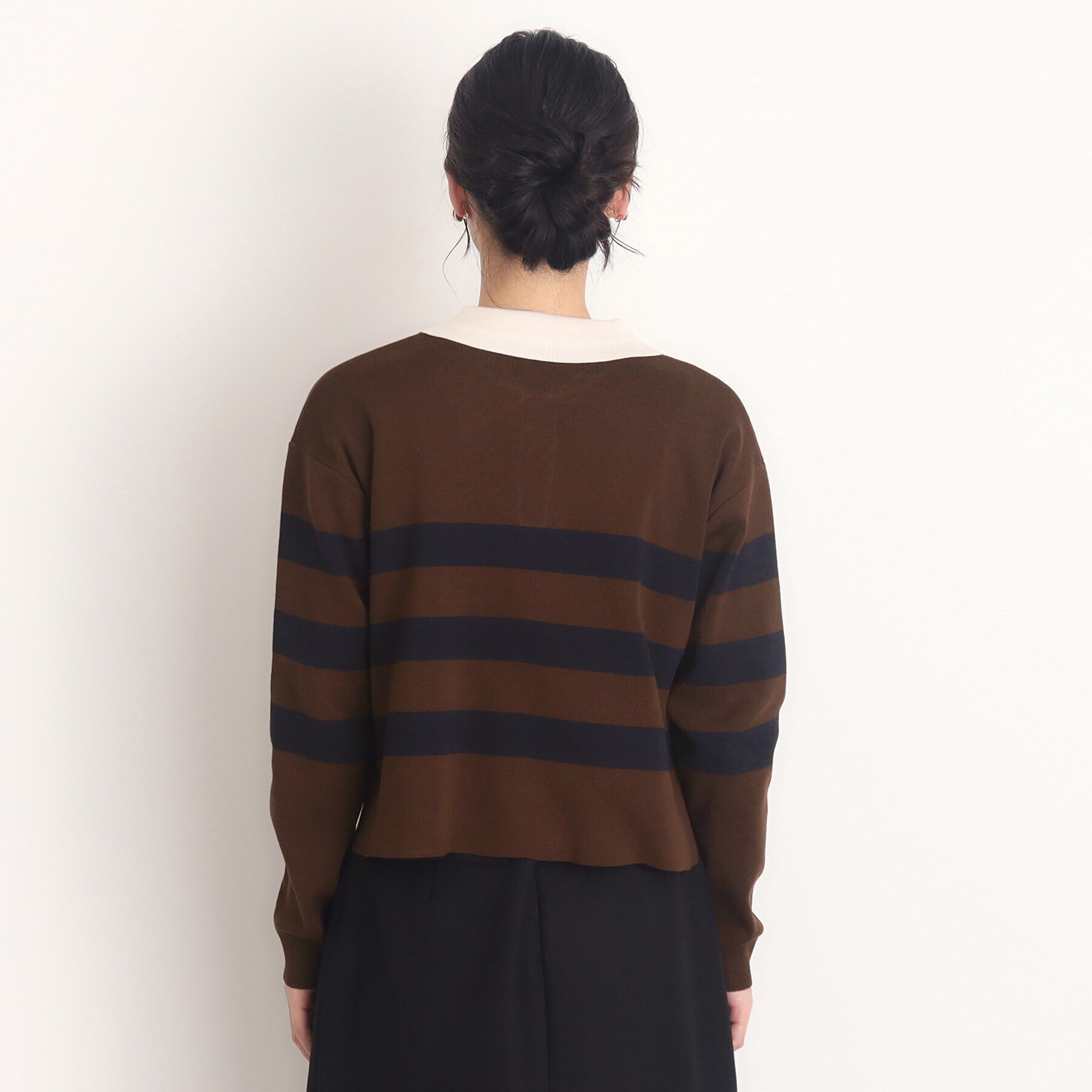 THE SHOP TK「ボーダーポロニット【洗える】」|ニット・セーター|