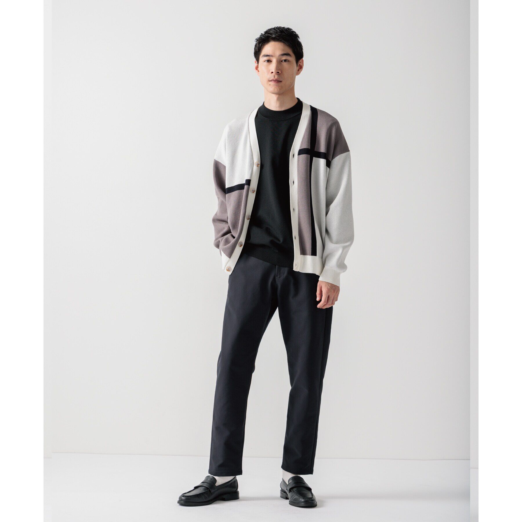 THE SHOP TK「パネルジャカードニットカーディガン」|カーディガン|