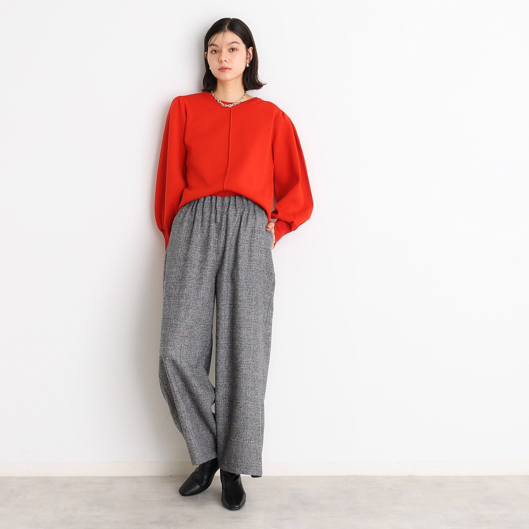 THE SHOP TK「袖ボリューム&times;ラメリブ配色ニット【洗える】」|ニット・セーター|