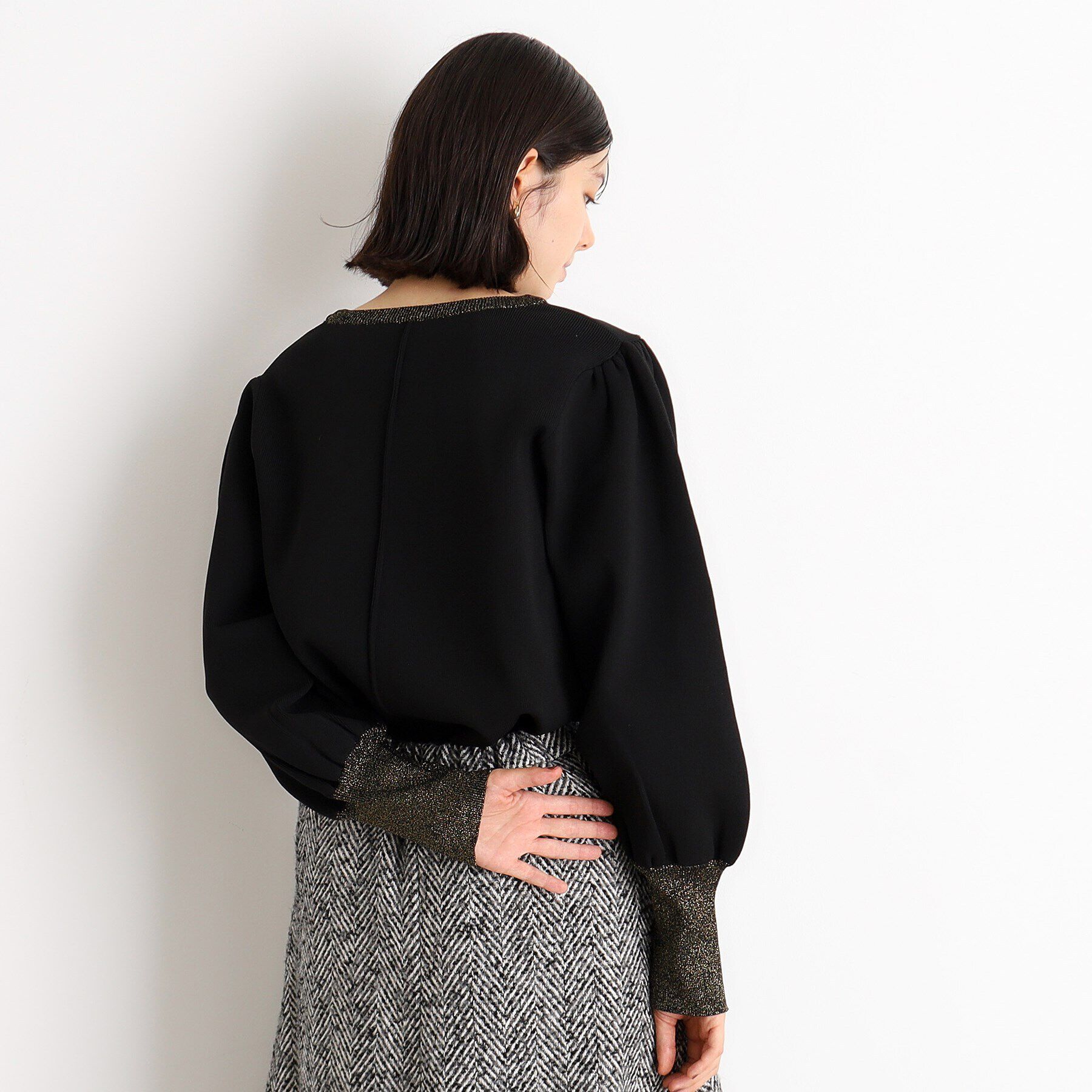 THE SHOP TK「袖ボリューム&times;ラメリブ配色ニット【洗える】」|ニット・セーター|