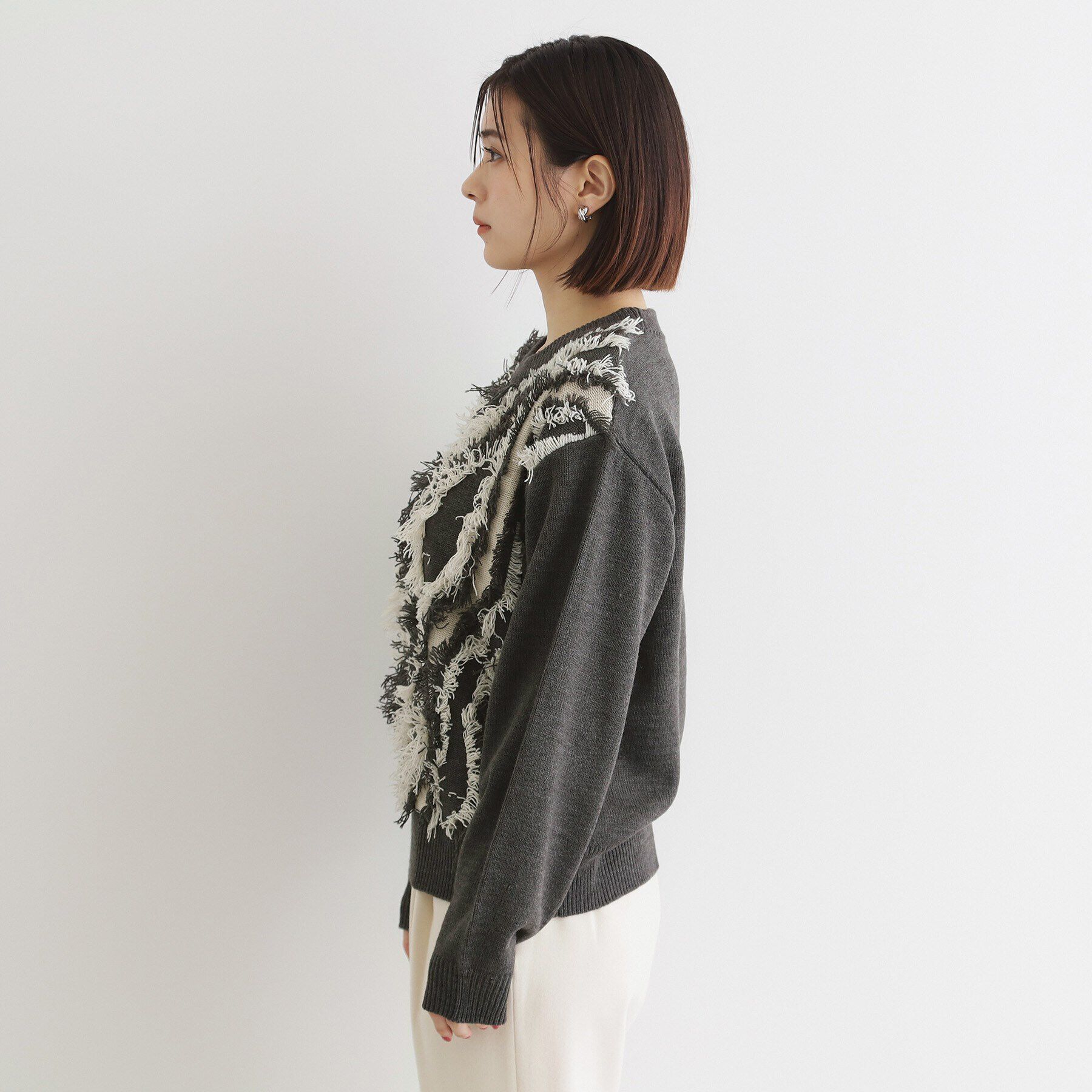 THE SHOP TK「【セットアップ可】フリンジニットプルオーバー/洗える」|ニット・セーター|