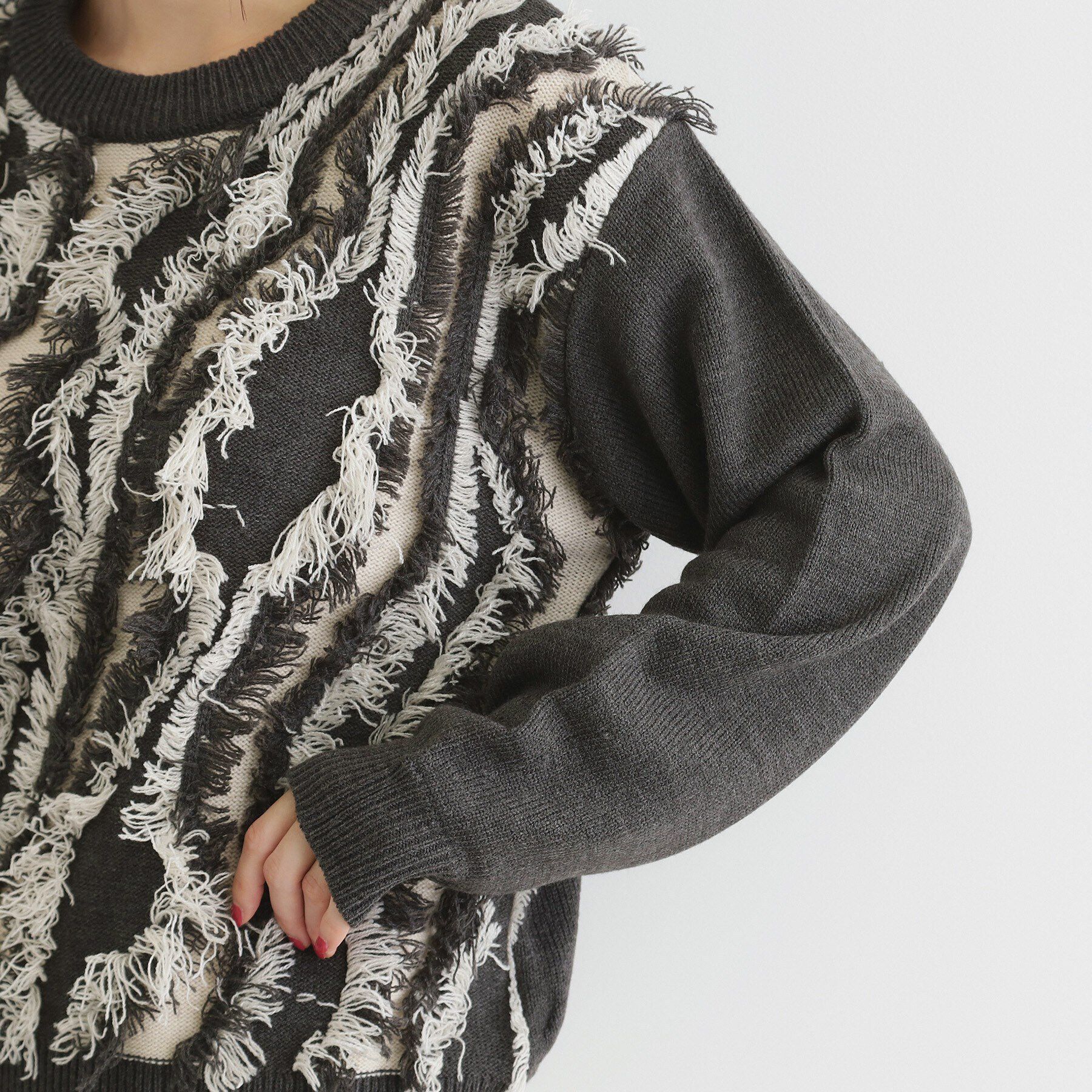 THE SHOP TK「【セットアップ可】フリンジニットプルオーバー/洗える」|ニット・セーター|