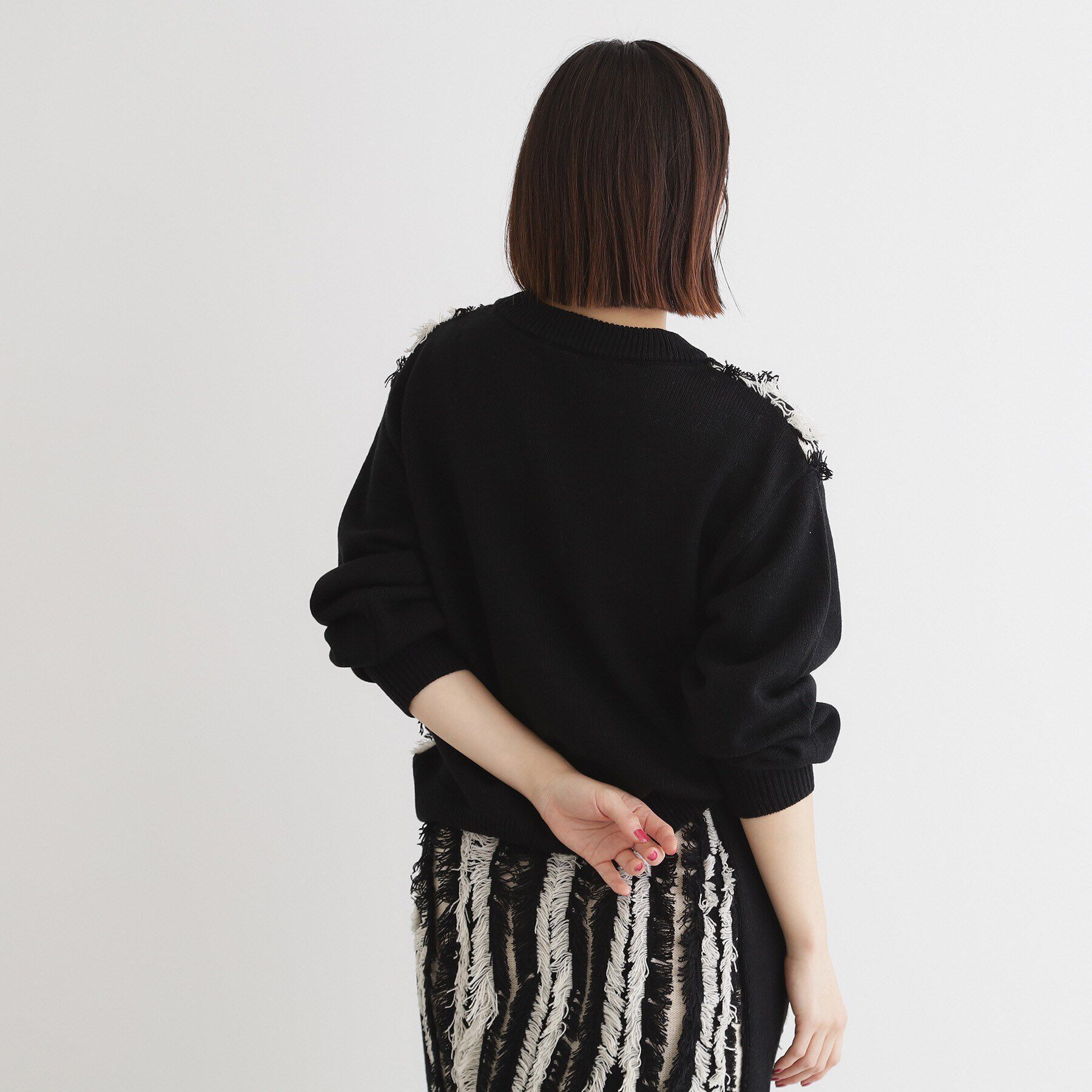 THE SHOP TK「【セットアップ可】フリンジニットプルオーバー/洗える」|ニット・セーター|