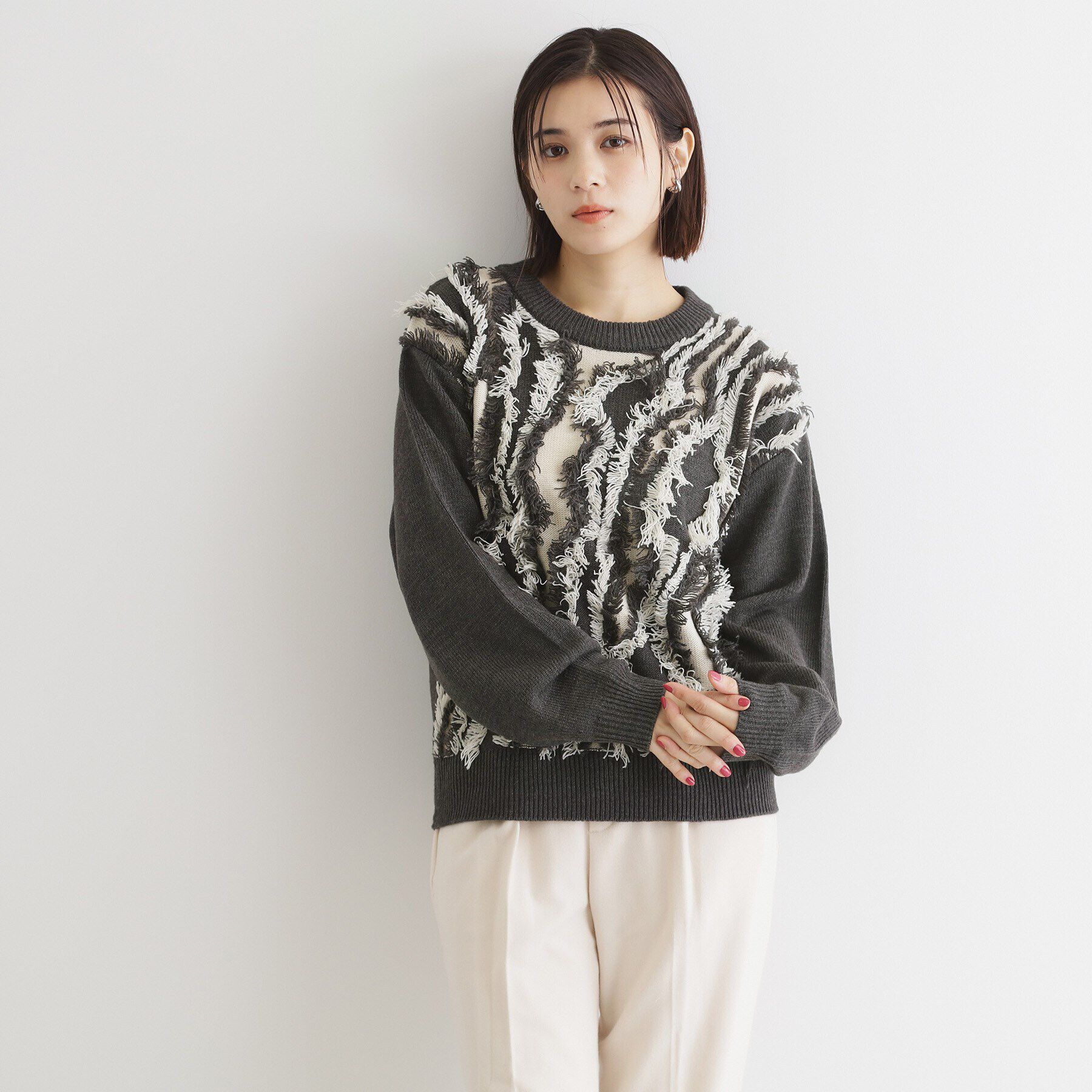 THE SHOP TK「【セットアップ可】フリンジニットプルオーバー/洗える」|ニット・セーター|