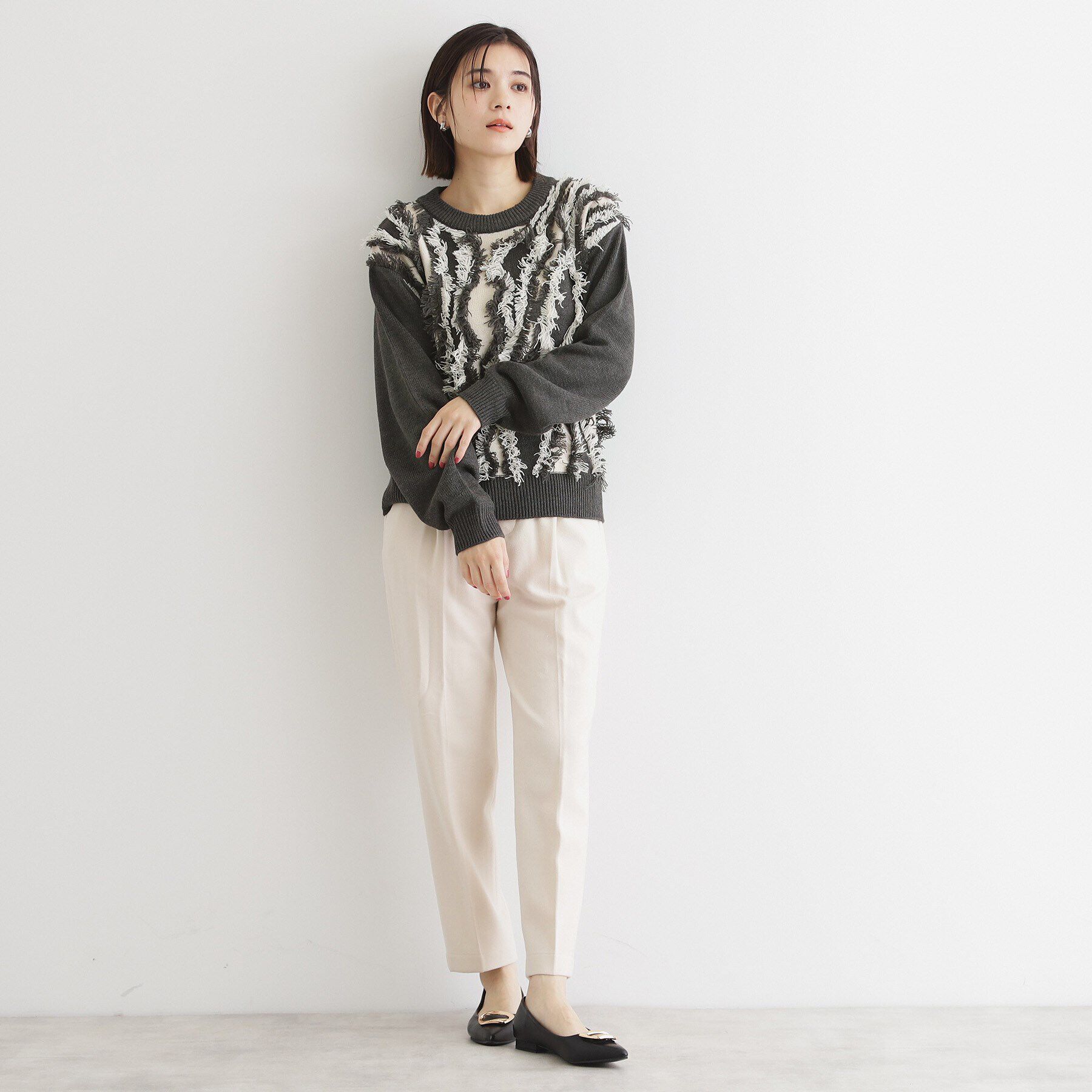 THE SHOP TK「【セットアップ可】フリンジニットプルオーバー/洗える」|ニット・セーター|