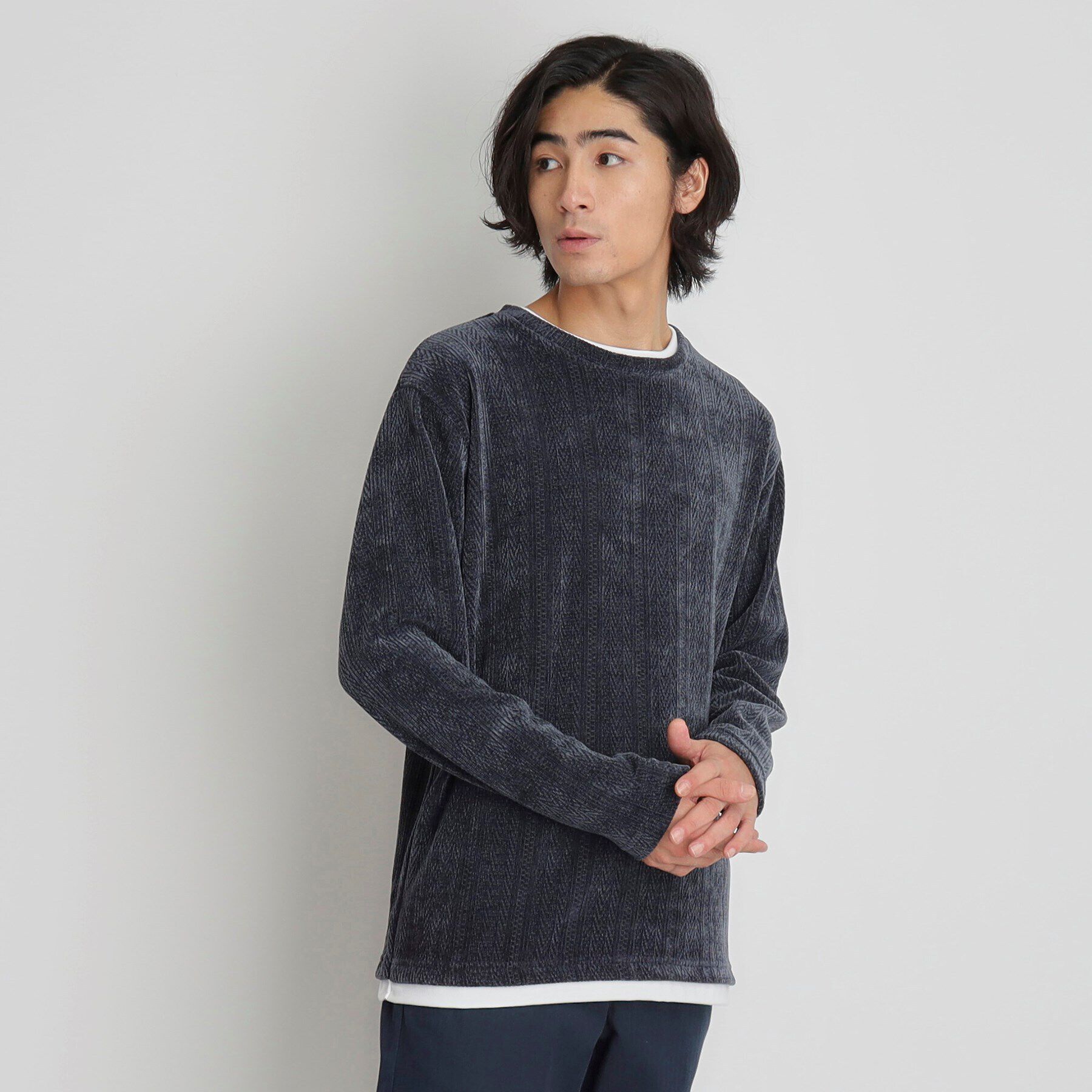 THE SHOP TK「シェニールケーブルプルオーバー」|Tシャツ・カットソー|ネイビー(094)