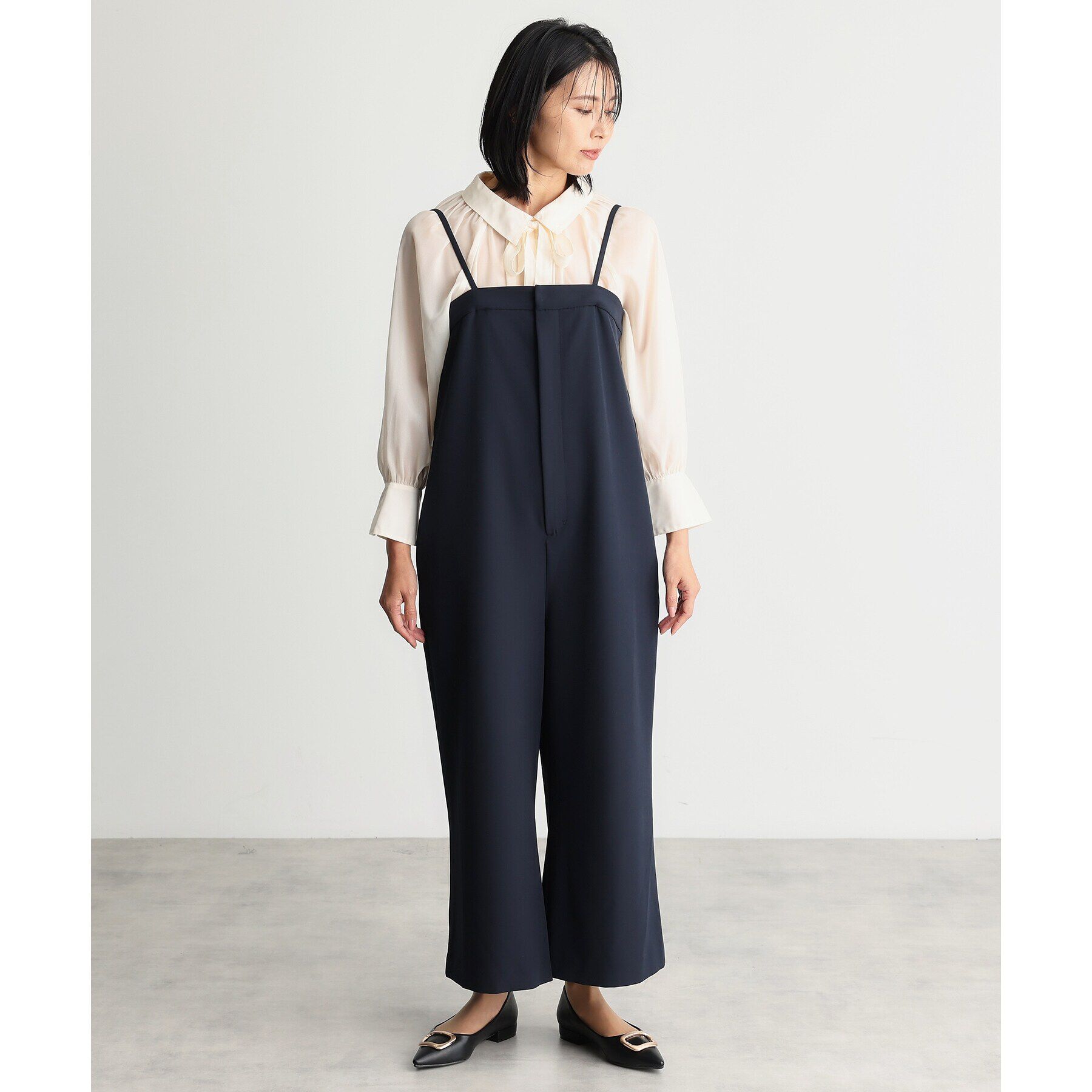 THE SHOP TK「【汚れ防止/シワになりにくい/セレモニー/通勤】ダブルクロスサロペット/洗える/サスティナブル」|オールインワン|