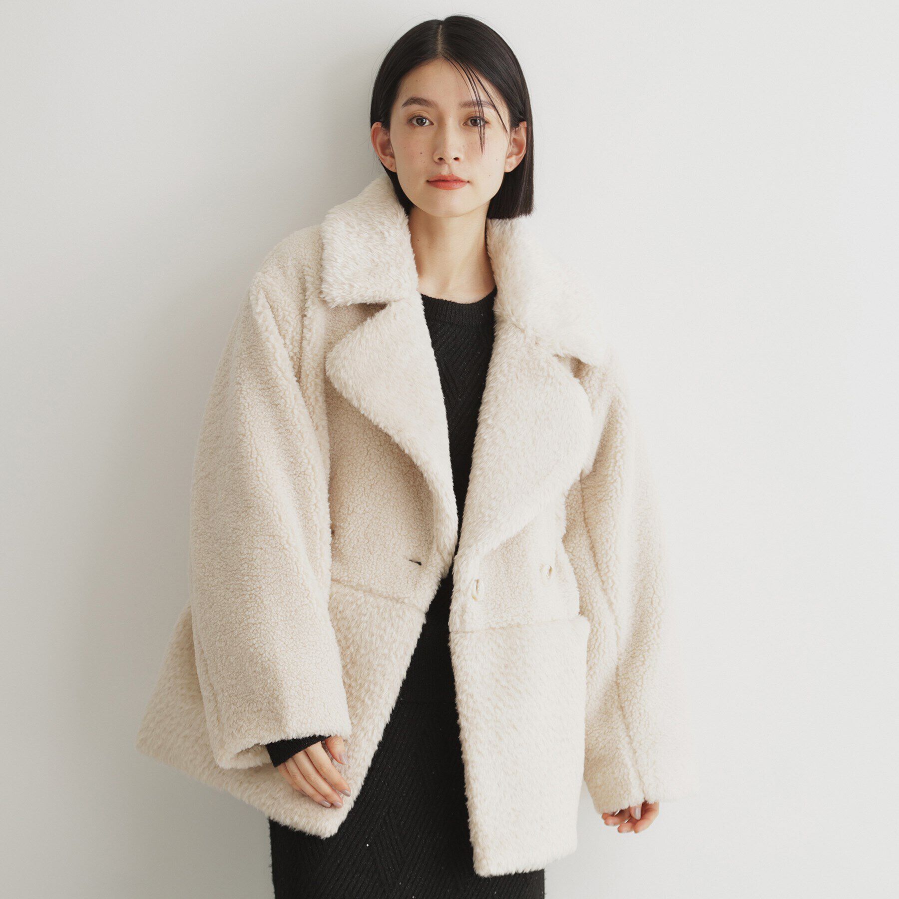 THE SHOP TK「マシュマロボア素材切替Ｐコート」|ピーコート|