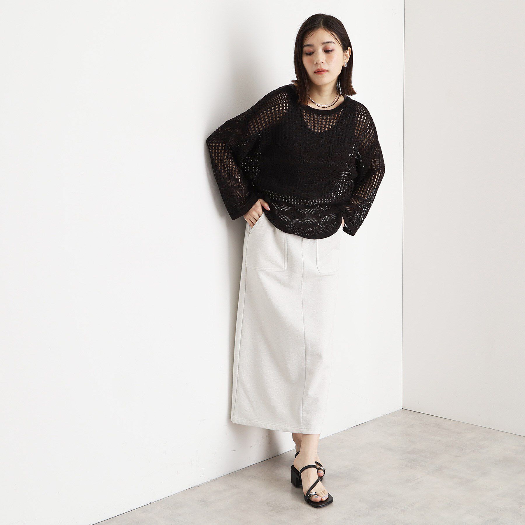 THE SHOP TK「【前後2WAY】タンク付透かし柄ニット/洗える」|その他|