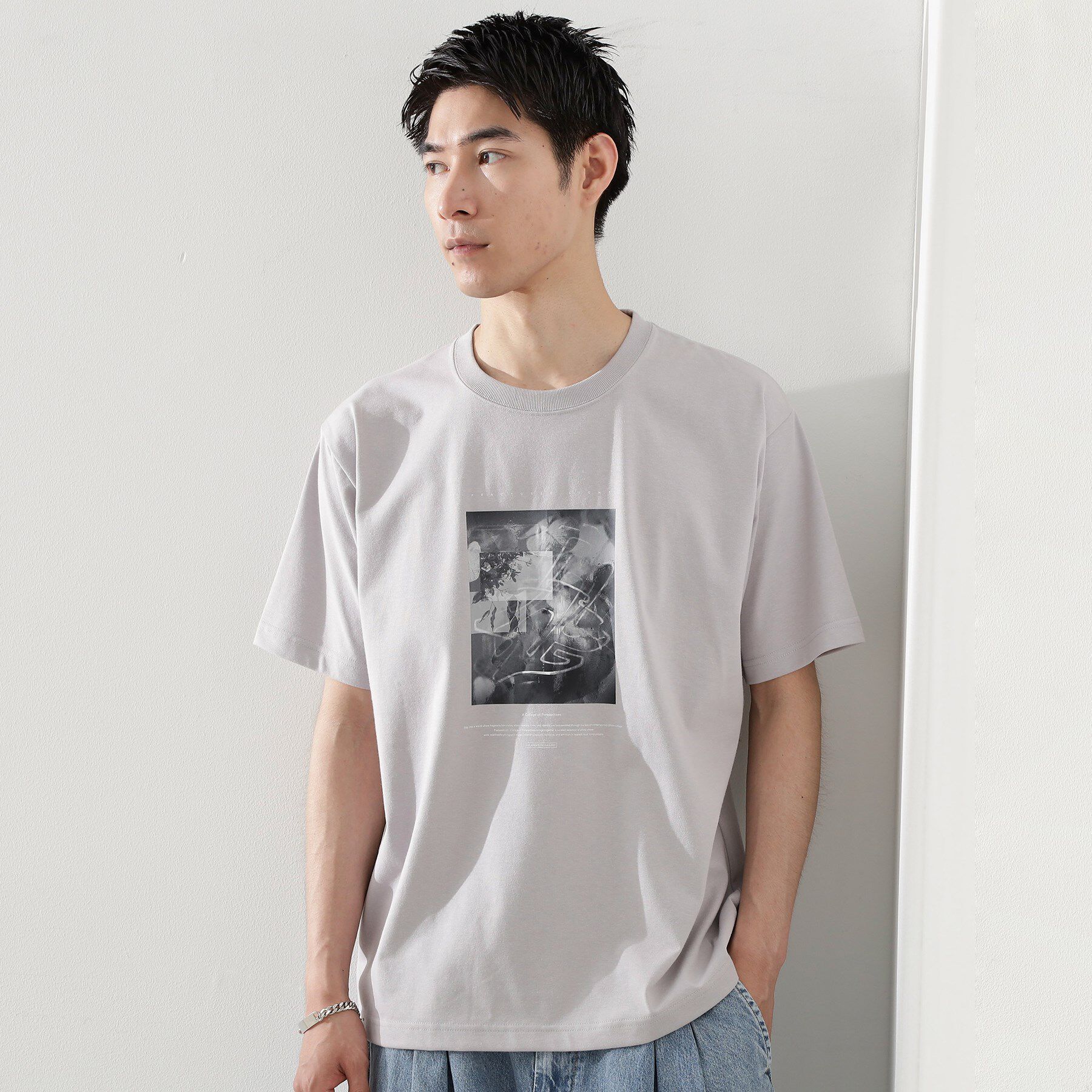 THE SHOP TK「リサイクルアート半袖Tシャツ【接触冷感/洗濯機OK】」|Tシャツ・カットソー|ライトグレー(811