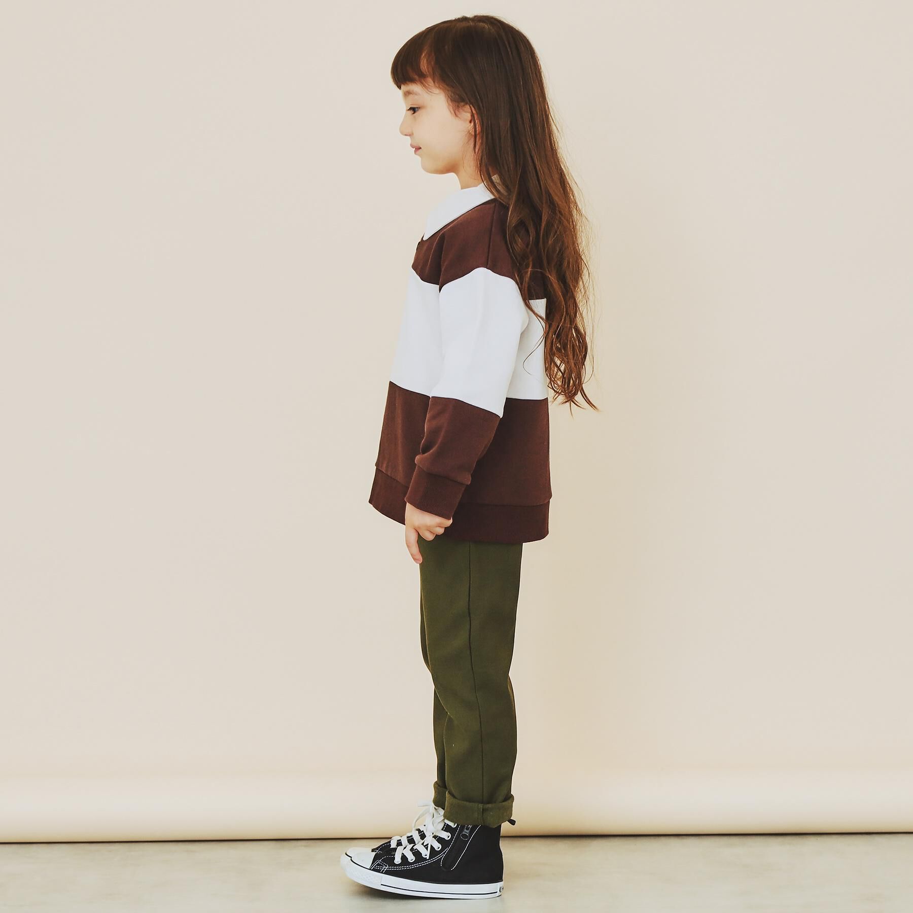 THE SHOP TK「【110-160】バイカラーラガー裏毛プルオーバー」|Tシャツ・カットソー|