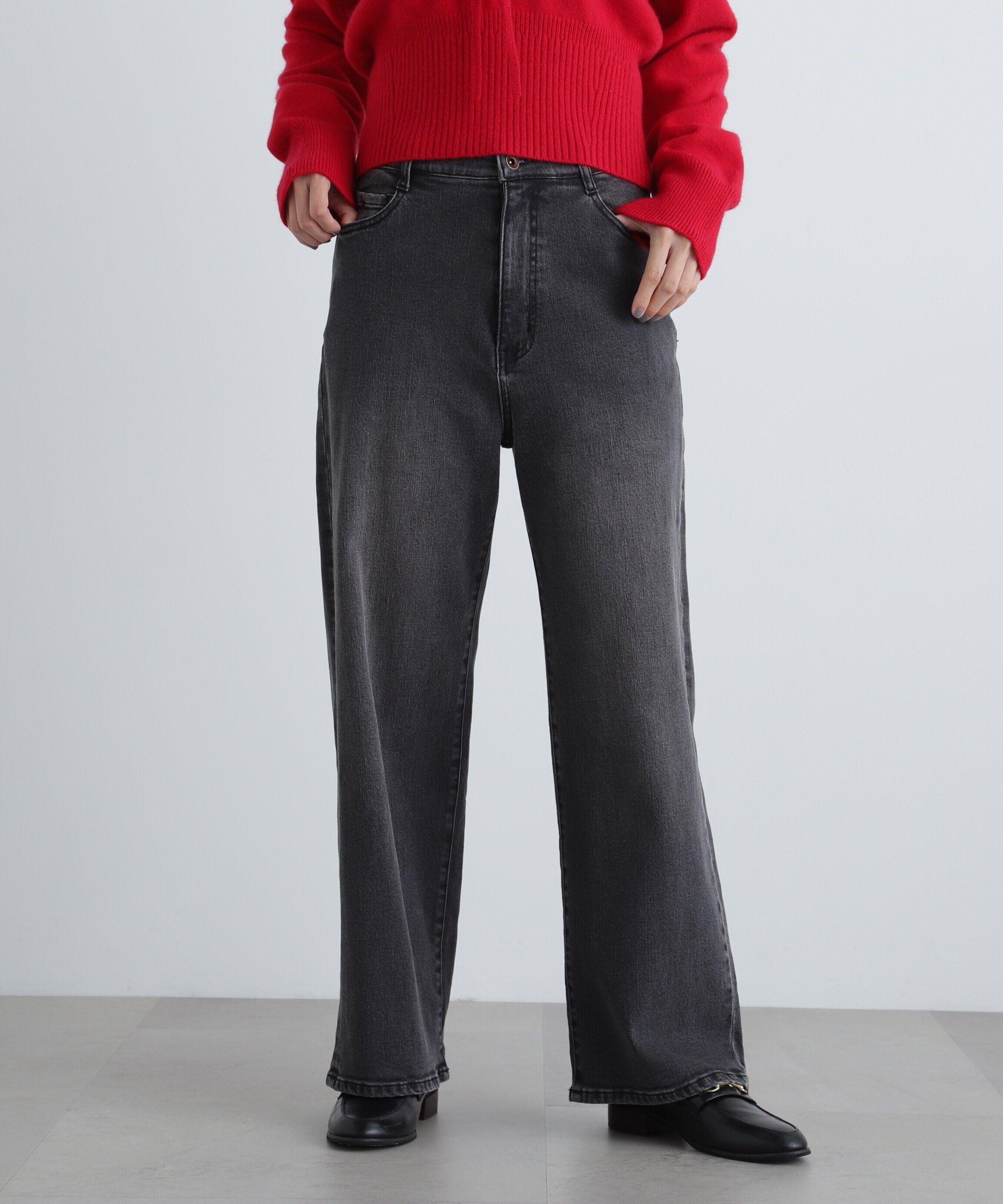  「5ポケットワイドデニムパンツ」|その他|ブラック