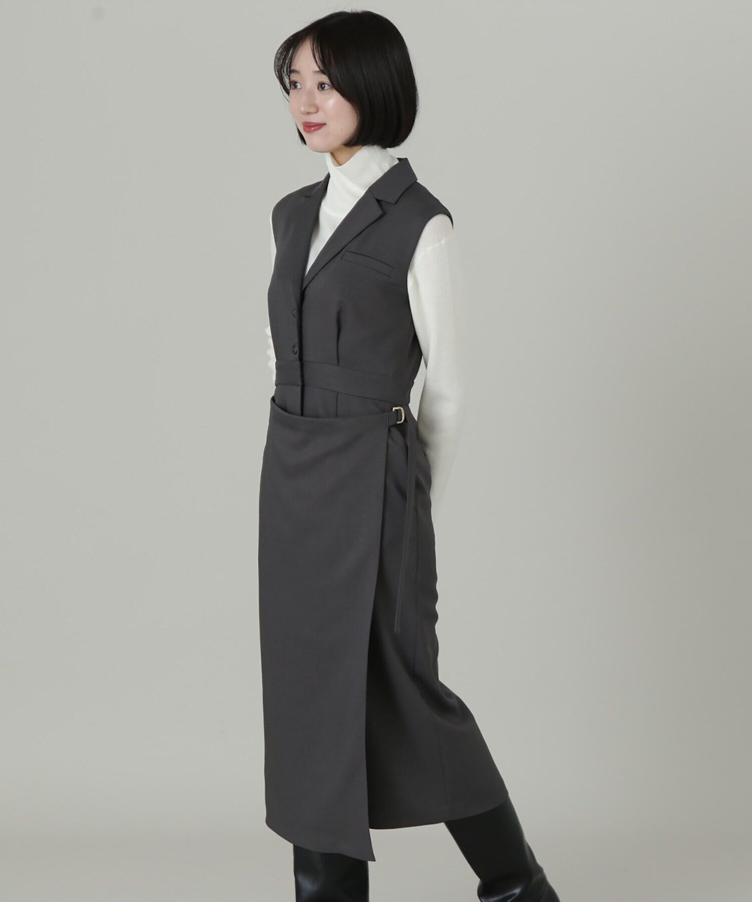  「ラップ風テイラードジャンパースカート」|ワンピース|