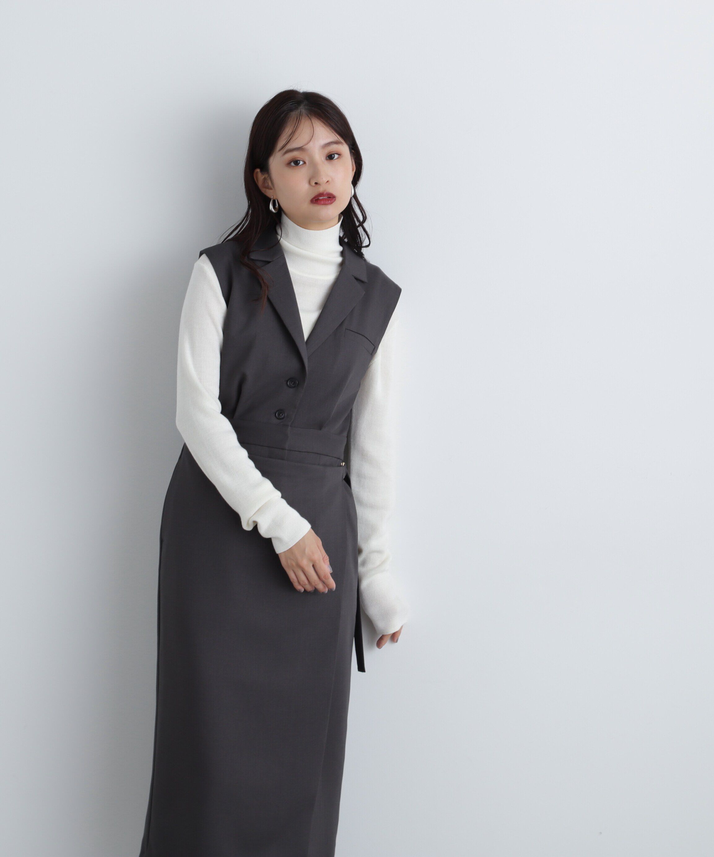  「ラップ風テイラードジャンパースカート」|ワンピース|