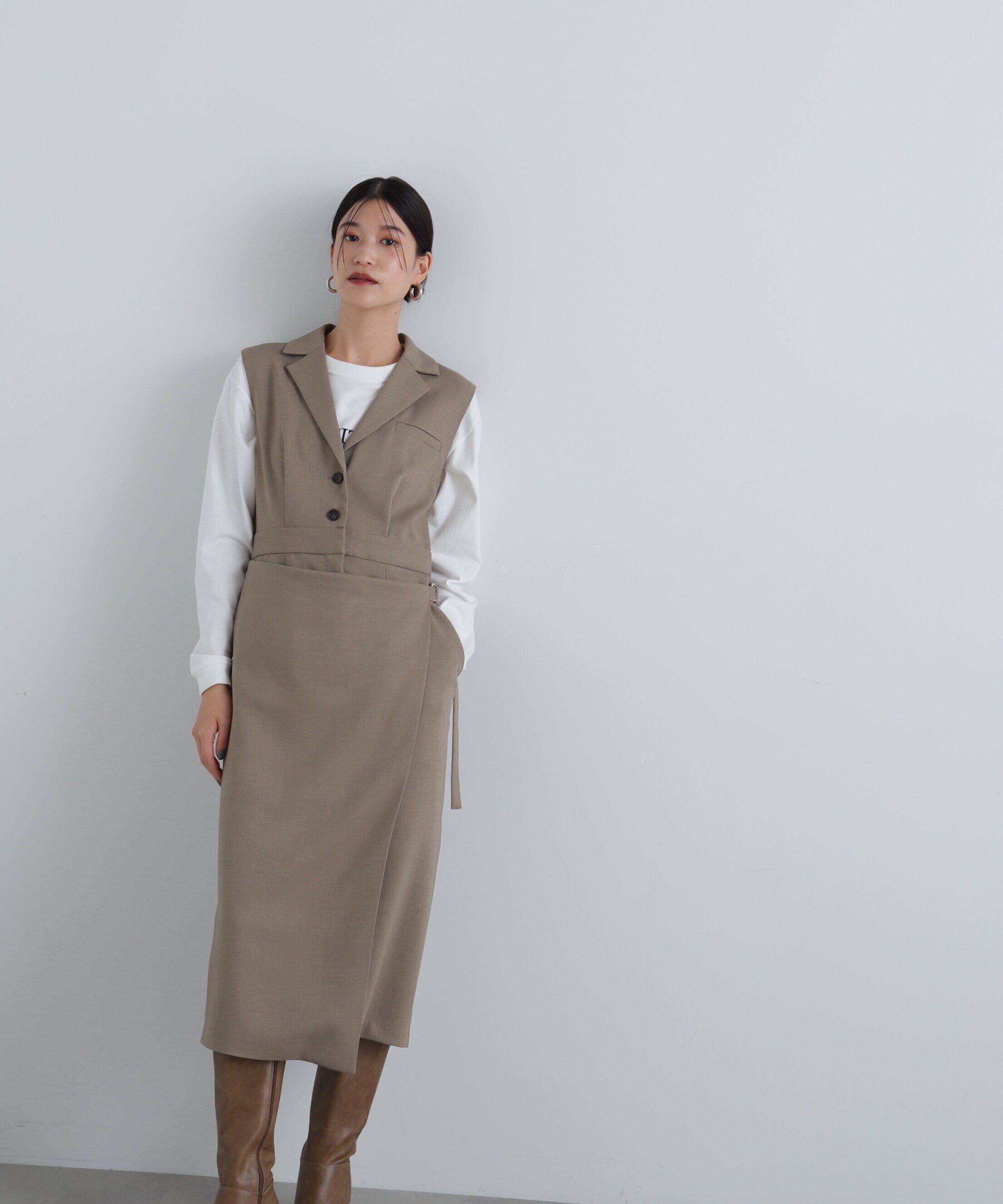  「ラップ風テイラードジャンパースカート」|ワンピース|