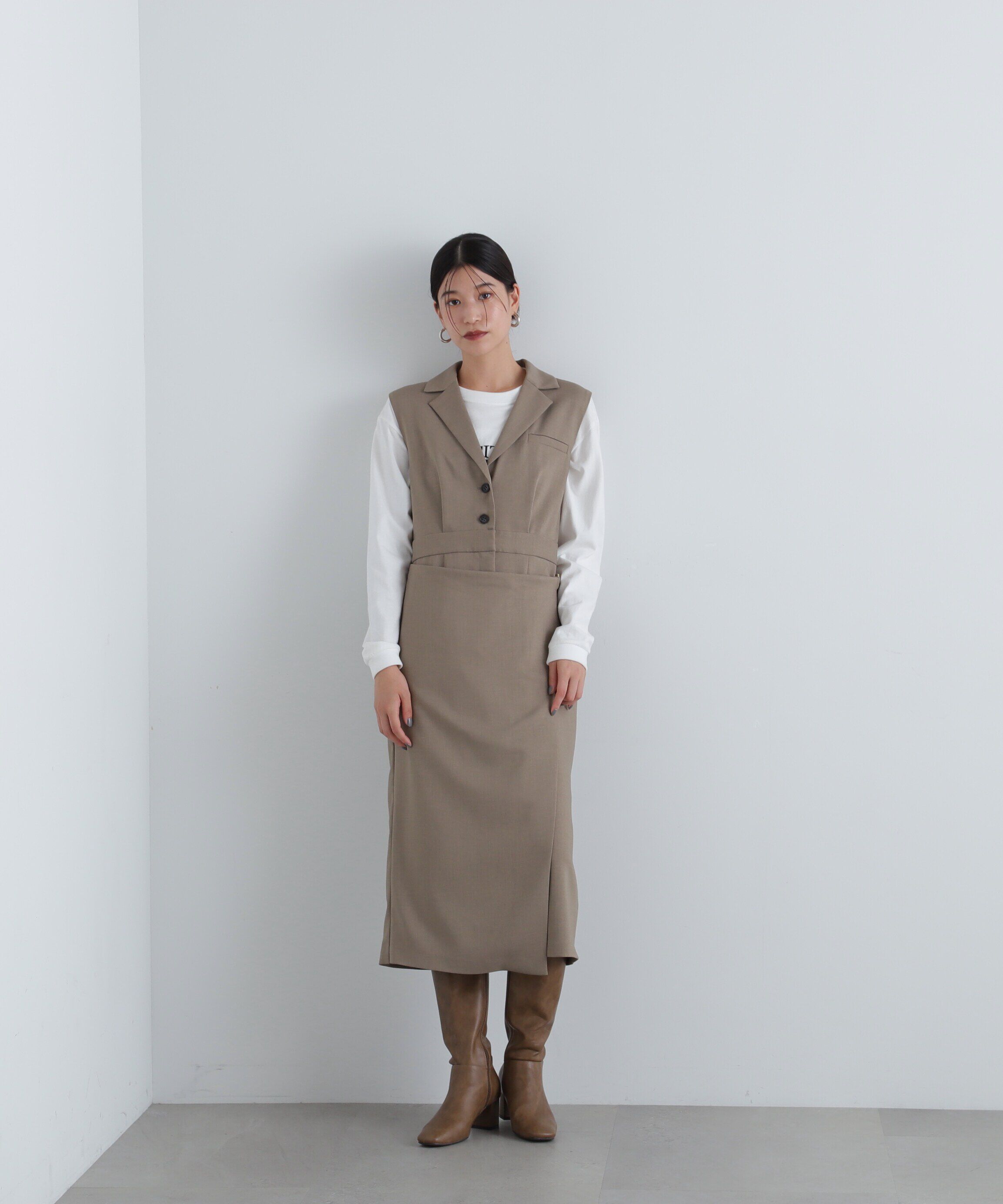  「ラップ風テイラードジャンパースカート」|ワンピース|