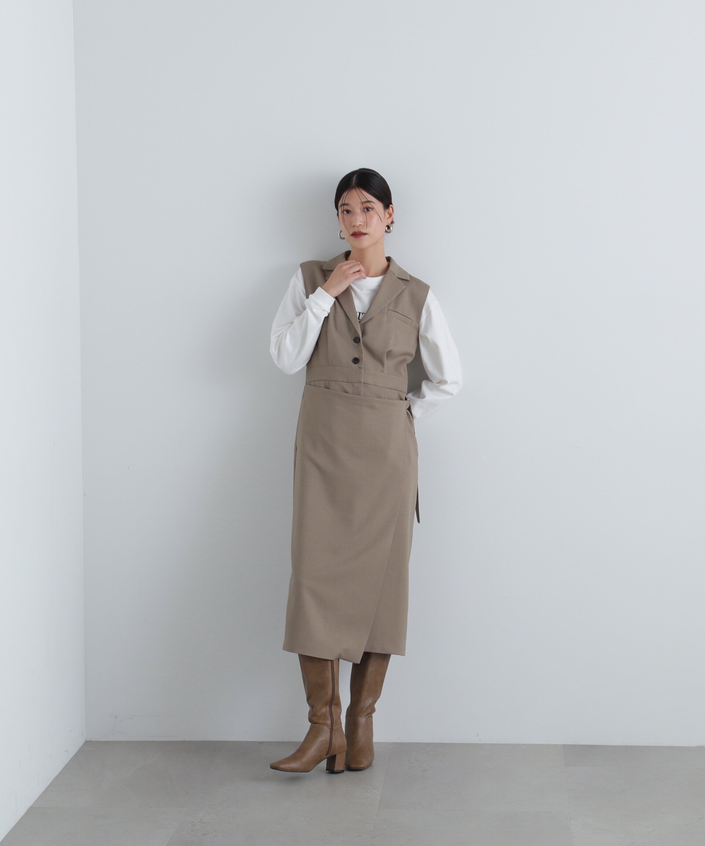  「ラップ風テイラードジャンパースカート」|ワンピース|