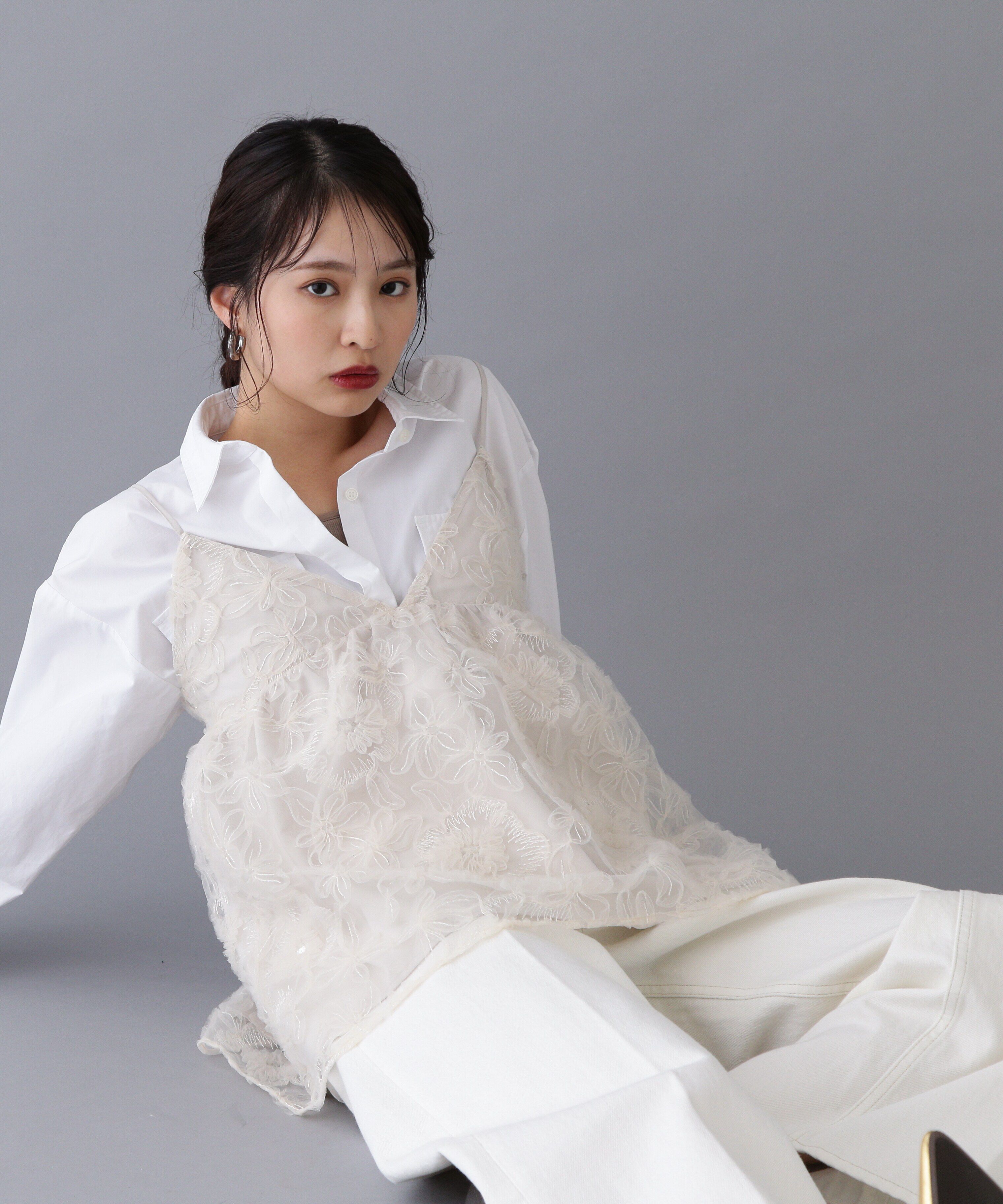  「フラワーレースキャミビスチェ」|シャツ・ブラウス|オフ1