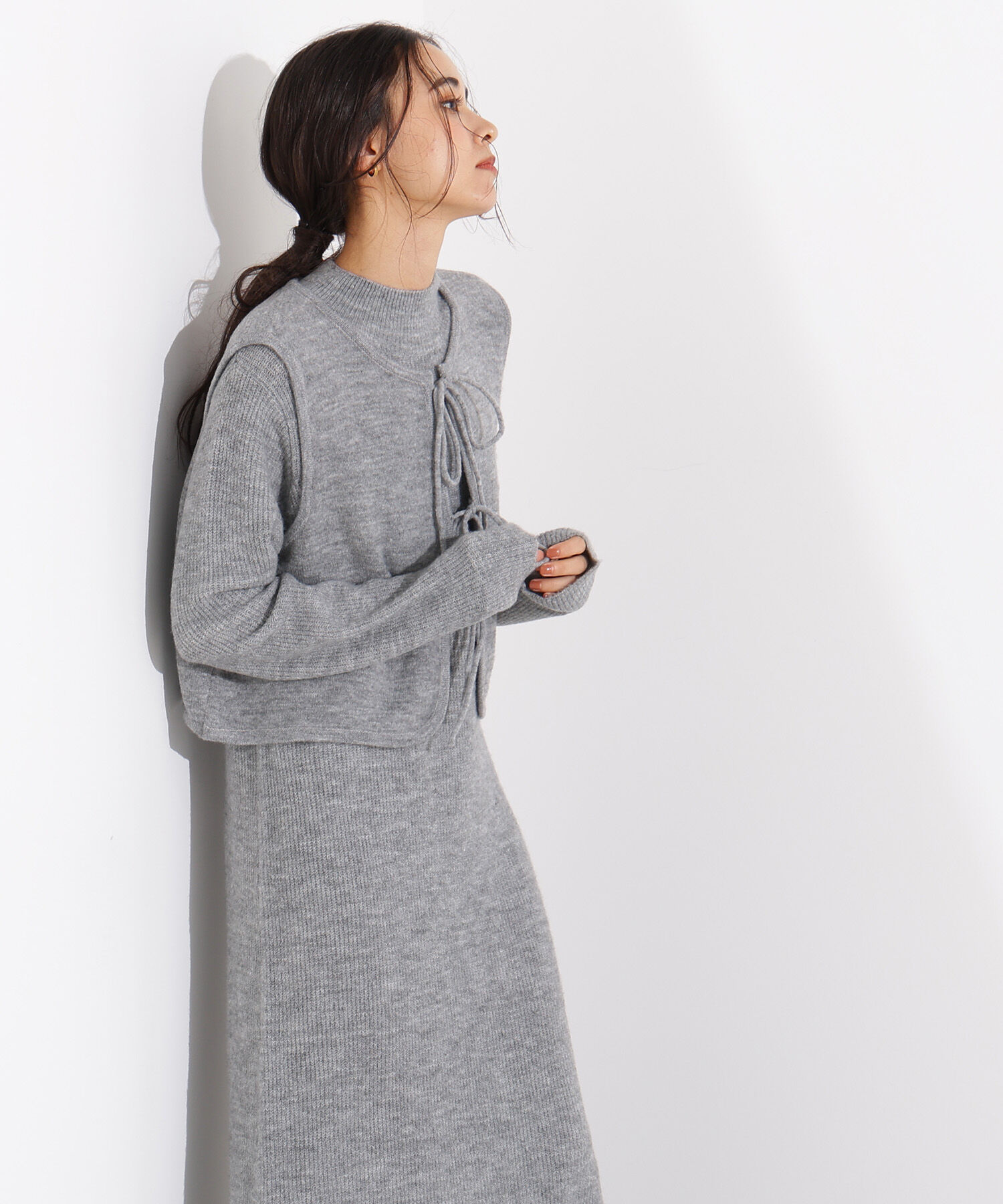  「リボンニットアンサンブルワンピース」|スカート|