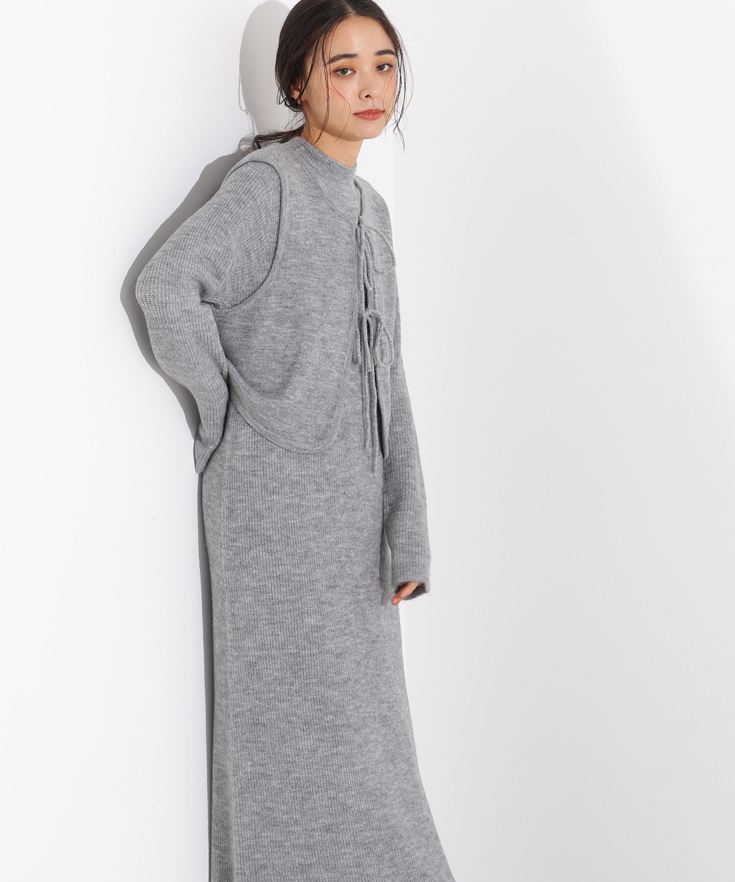 「リボンニットアンサンブルワンピース」|スカート|