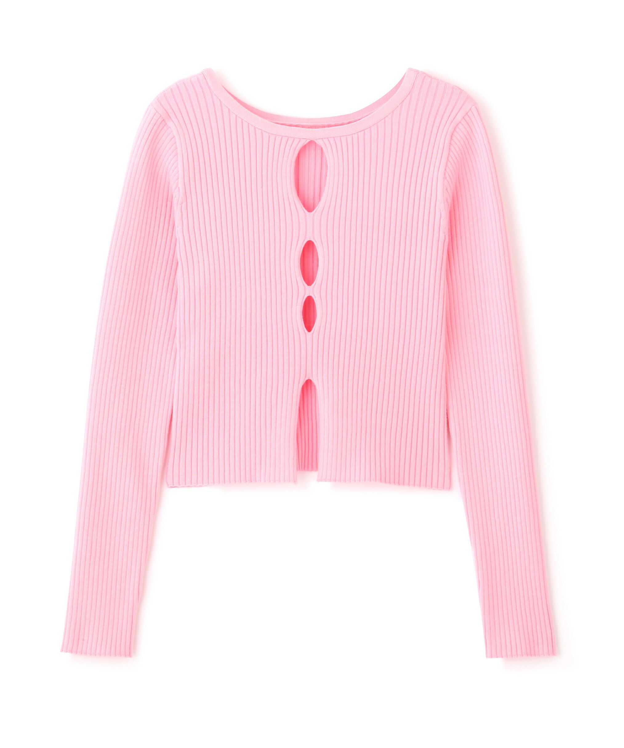  「前後2Wayスリットカットアウトリブニット」|ニット・セーター|