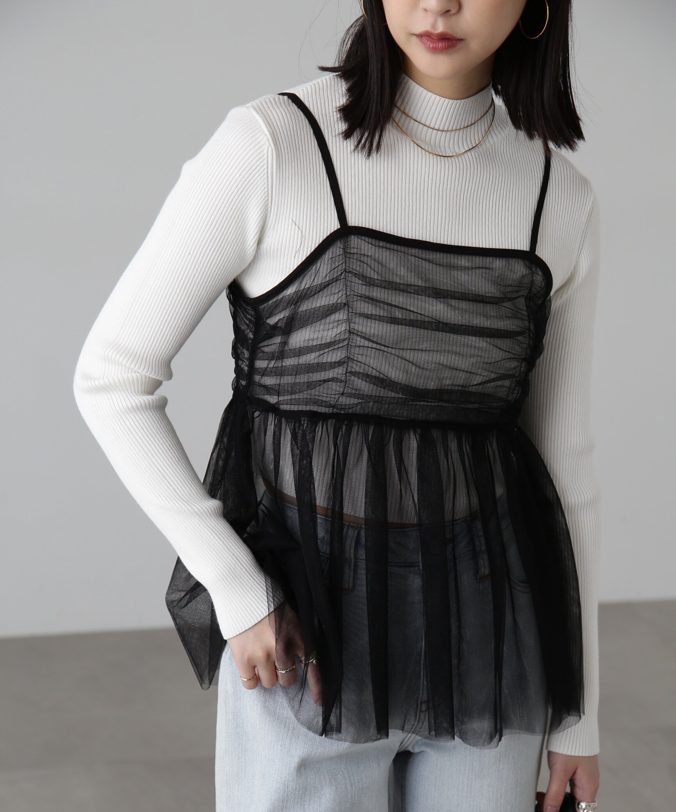  「チュールビスチェ」|シャツ・ブラウス|ブラック