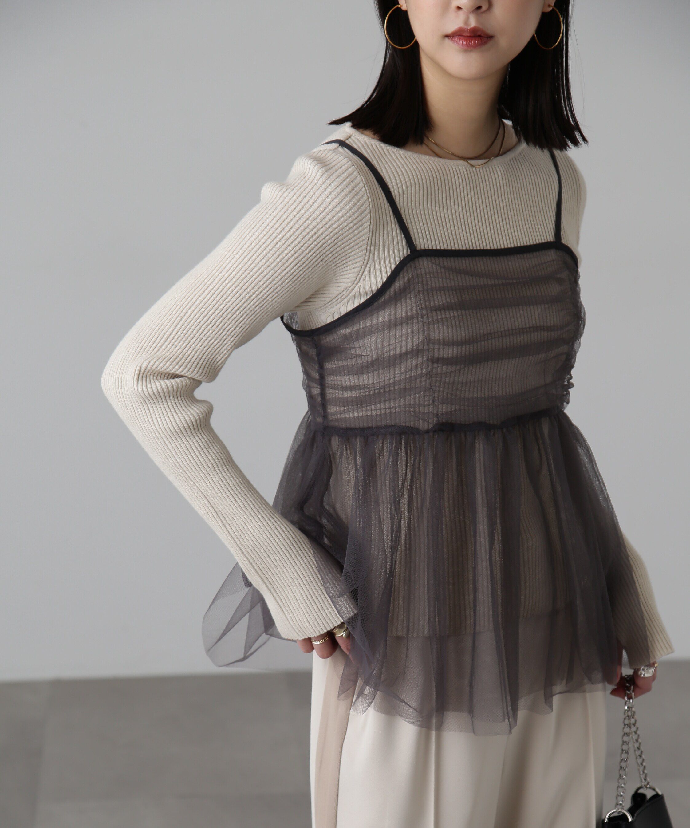  「チュールビスチェ」|シャツ・ブラウス|グレー