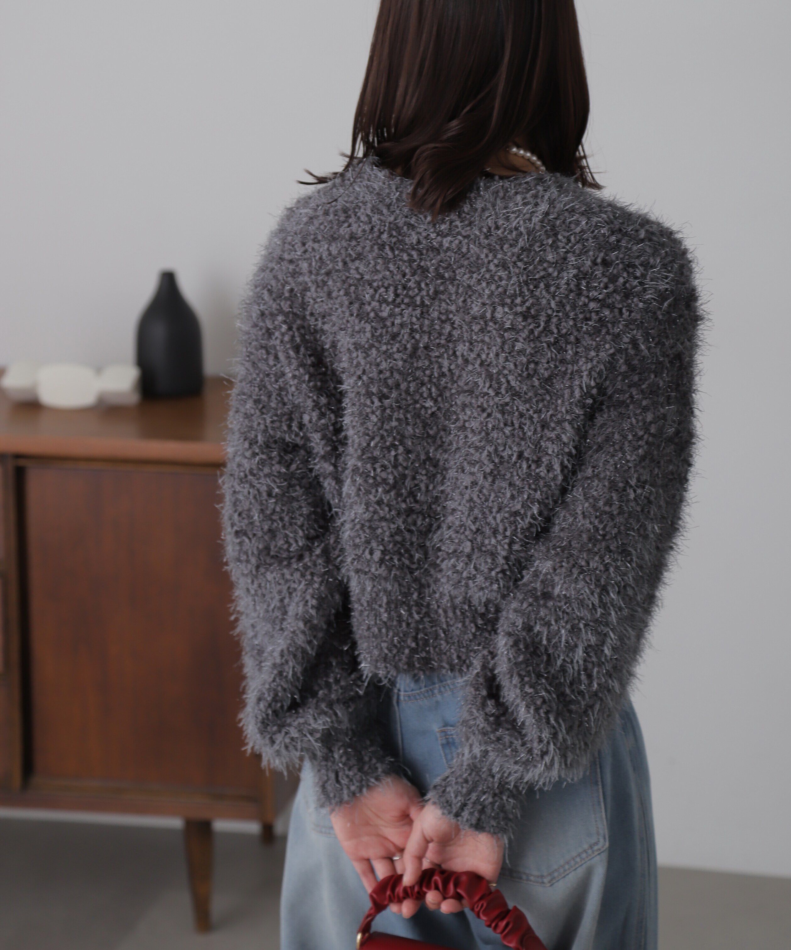  「シャイニーフェザーミックスカーディガン」|ニット・セーター|