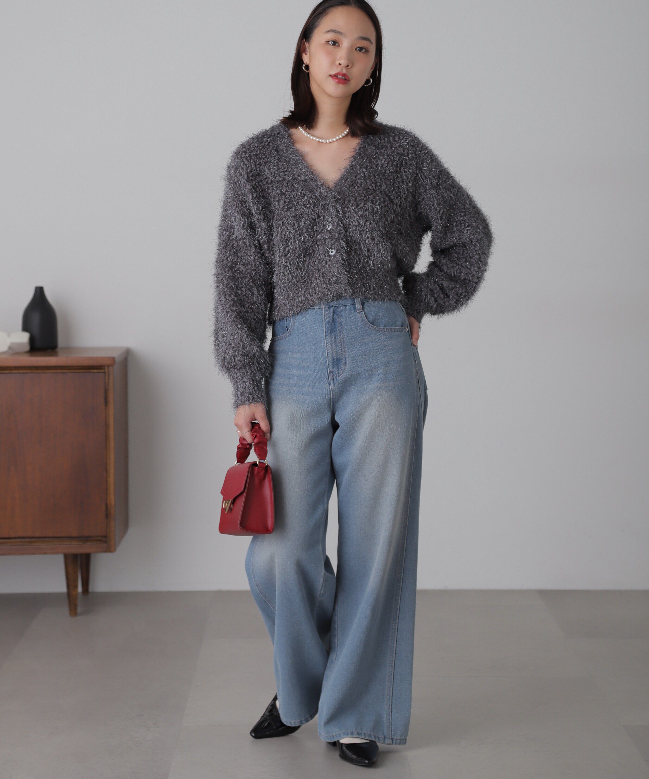  「シャイニーフェザーミックスカーディガン」|ニット・セーター|