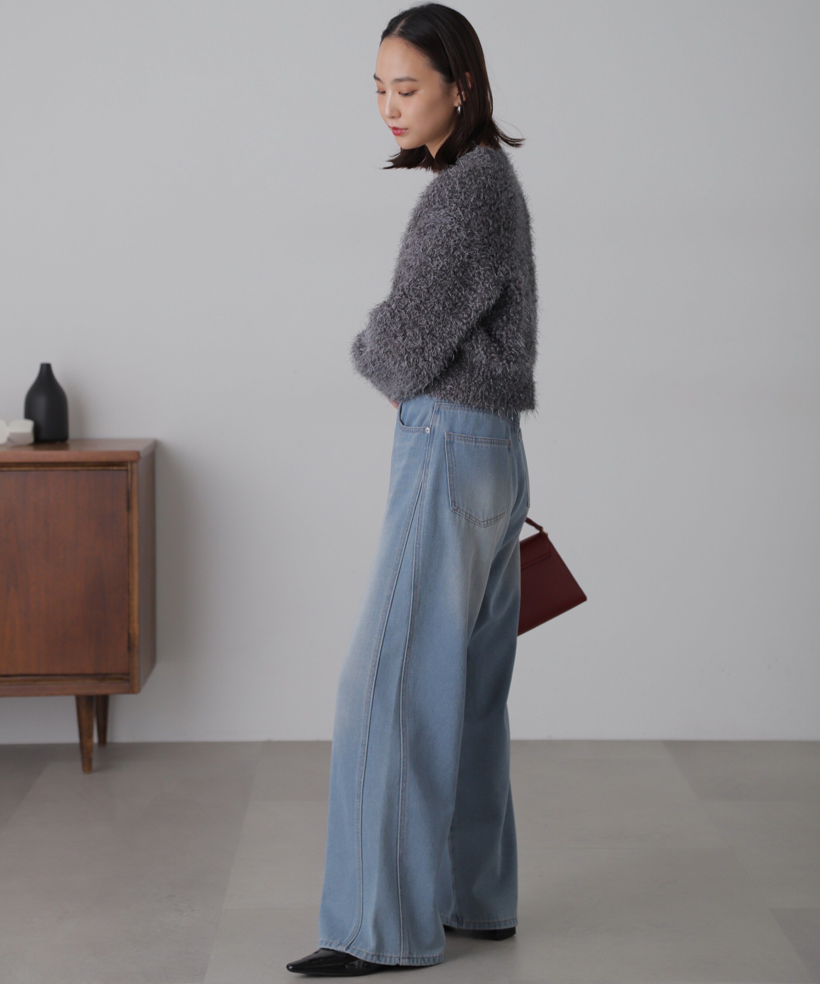  「シャイニーフェザーミックスカーディガン」|ニット・セーター|