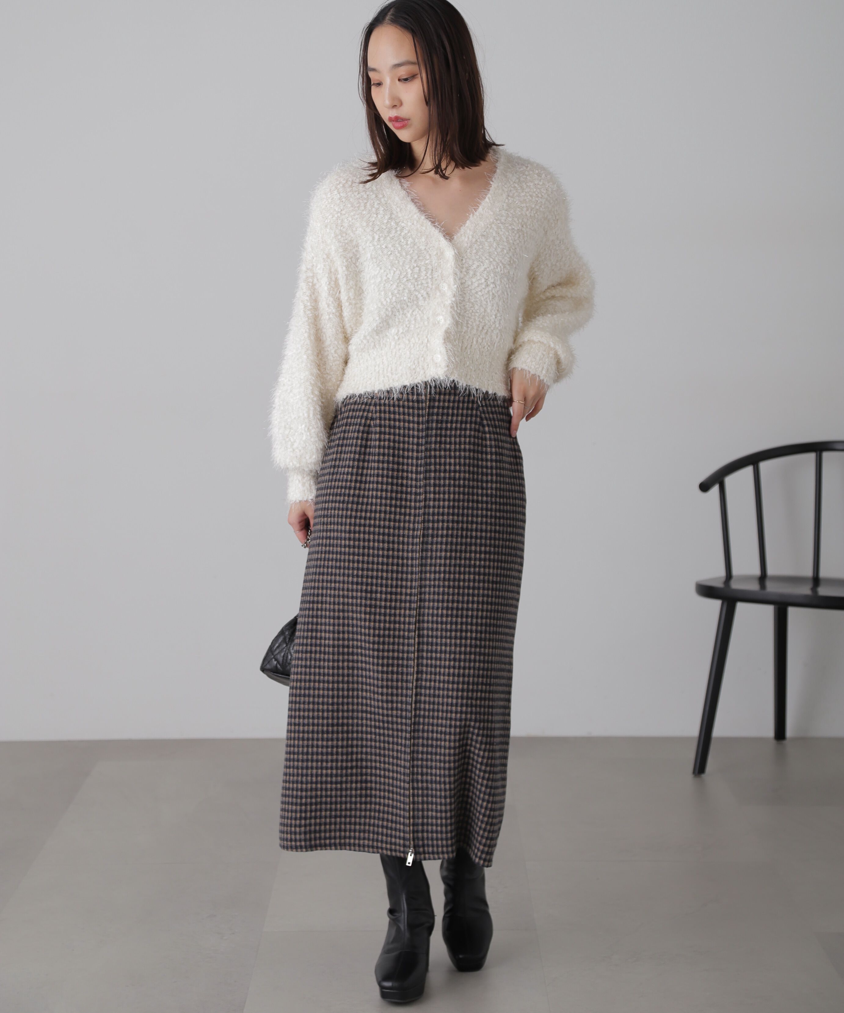  「シャイニーフェザーミックスカーディガン」|ニット・セーター|