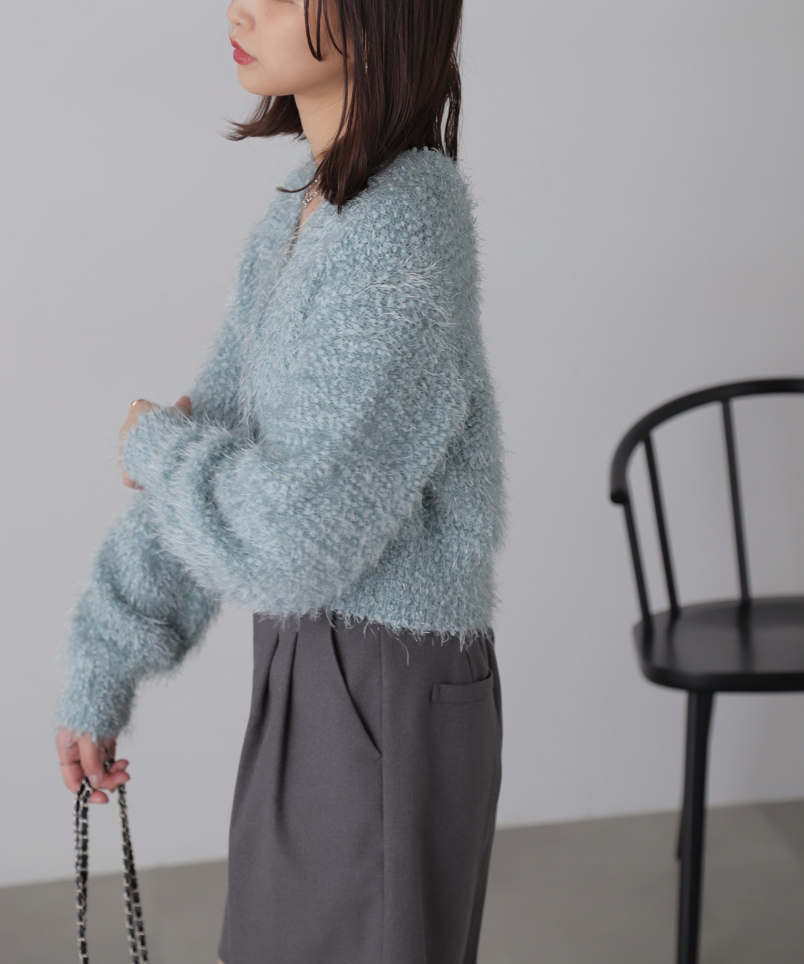 「シャイニーフェザーミックスカーディガン」|ニット・セーター|